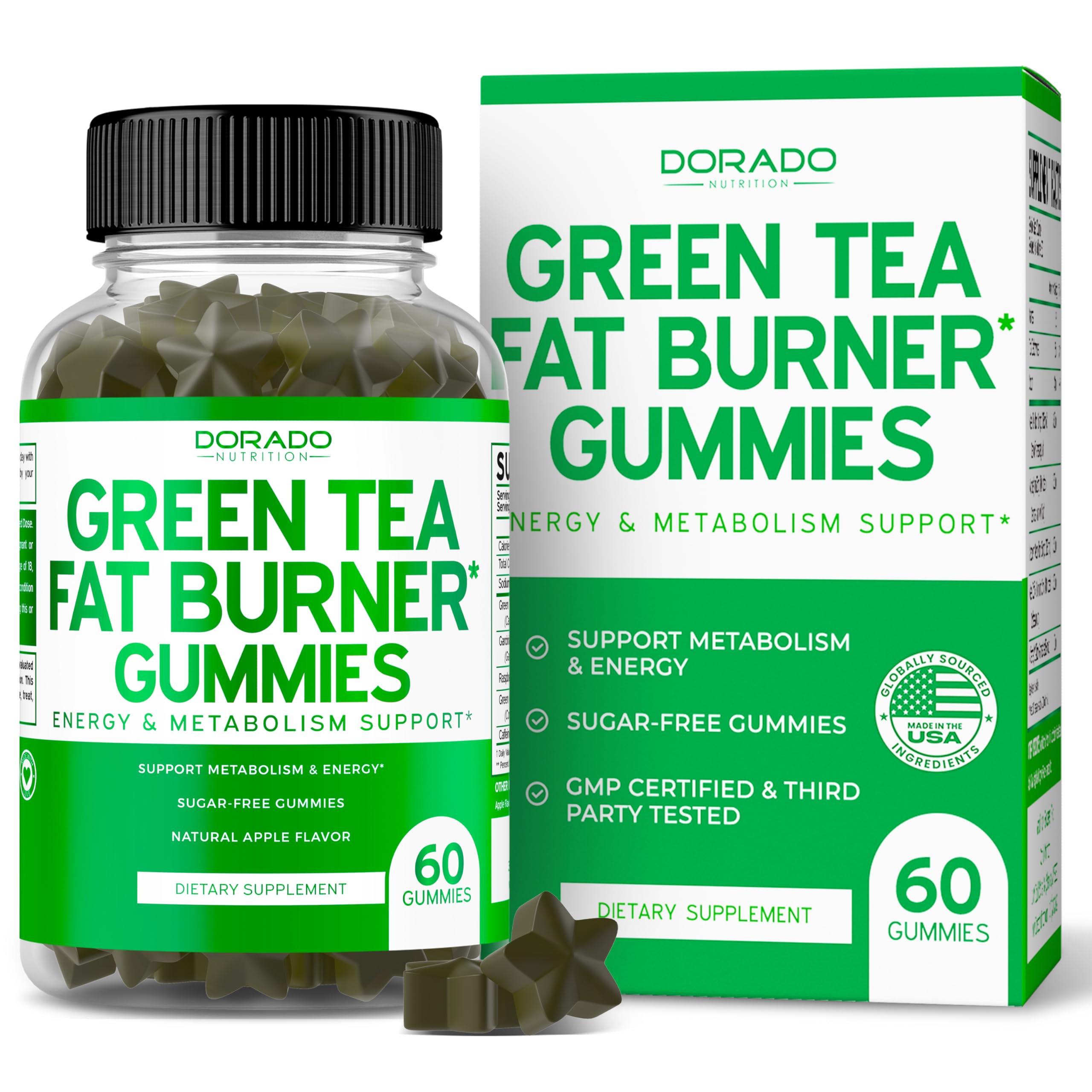 Foto 2 pulgar | Gomitas Quemadoras De Grasa Con Té Verde Supplement Dorado Nutrition, 60 Unidades - Venta Internacional.
