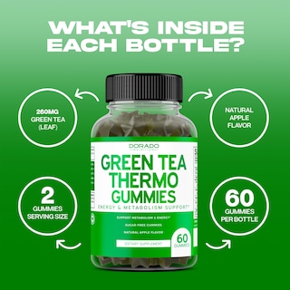 Foto 4 | Gomitas Quemadoras De Grasa Con Té Verde Supplement Dorado Nutrition, 60 Unidades - Venta Internacional.
