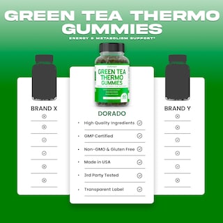 Foto 5 | Gomitas Quemadoras De Grasa Con Té Verde Supplement Dorado Nutrition, 60 Unidades - Venta Internacional.