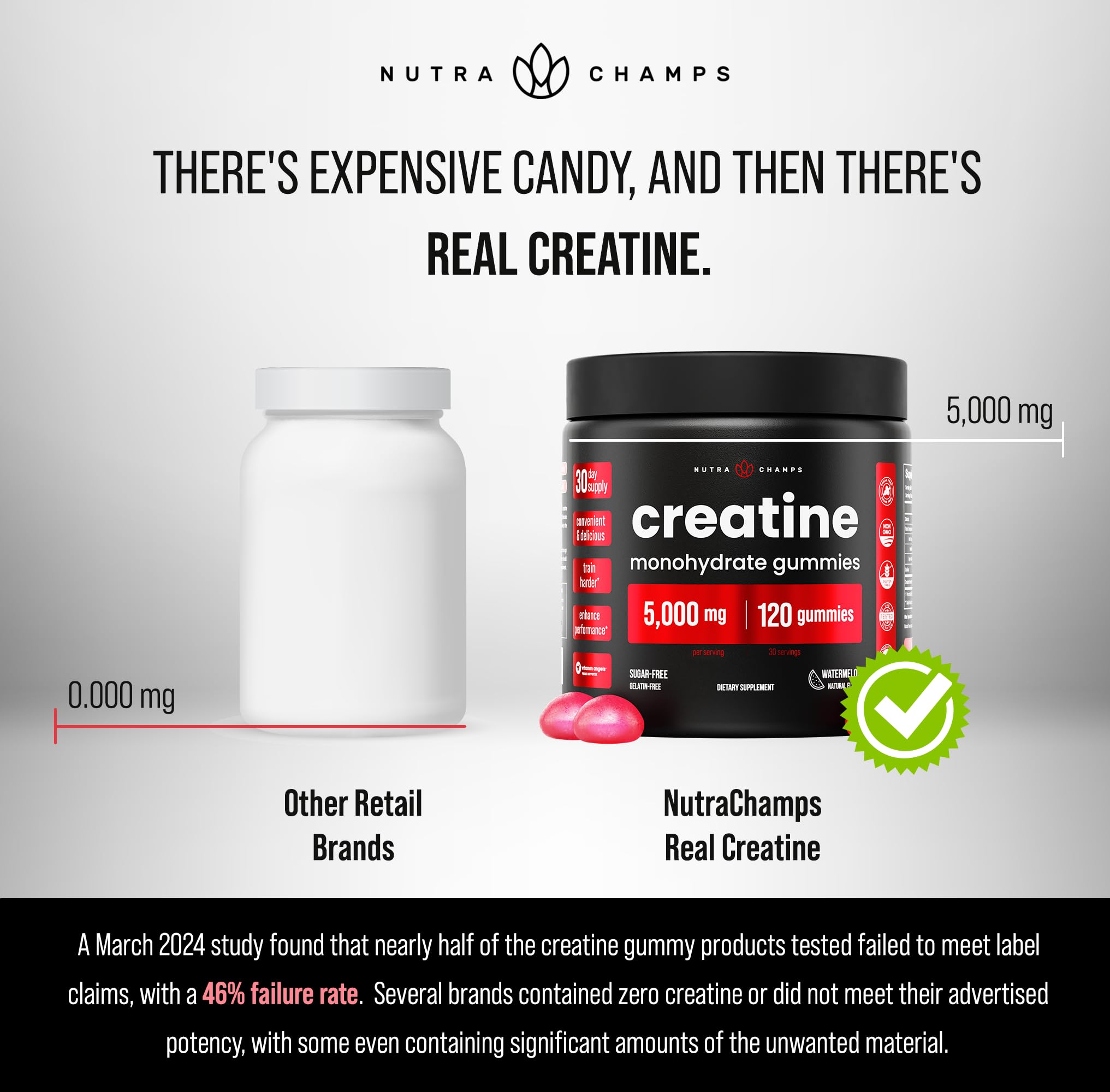 Foto 3 pulgar | Gominolas De Creatina Nutrachamps 5 G Sin Azúcar Para Hombres Y Mujeres - Venta Internacional.