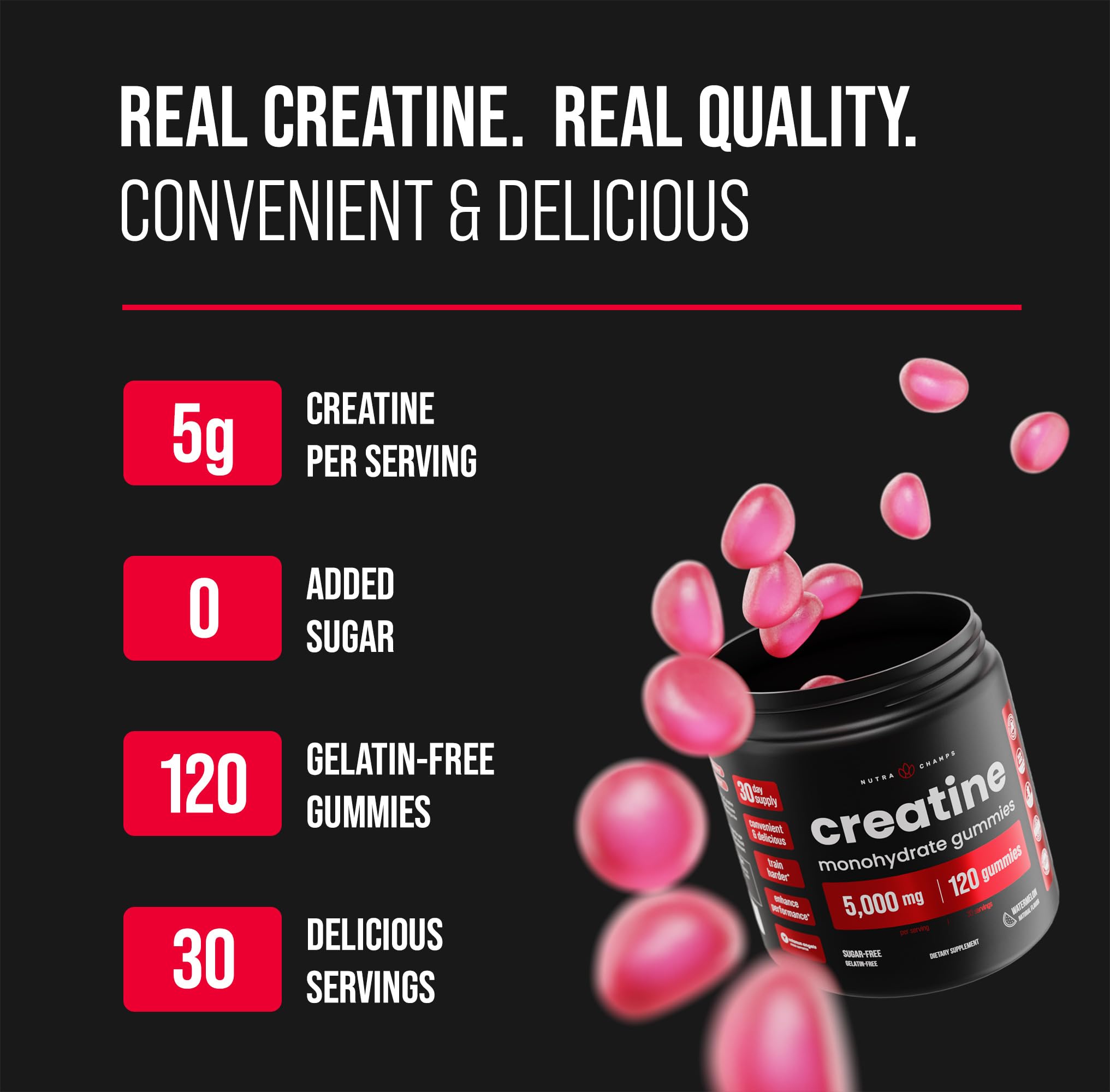 Foto 5 pulgar | Gominolas De Creatina Nutrachamps 5 G Sin Azúcar Para Hombres Y Mujeres - Venta Internacional.