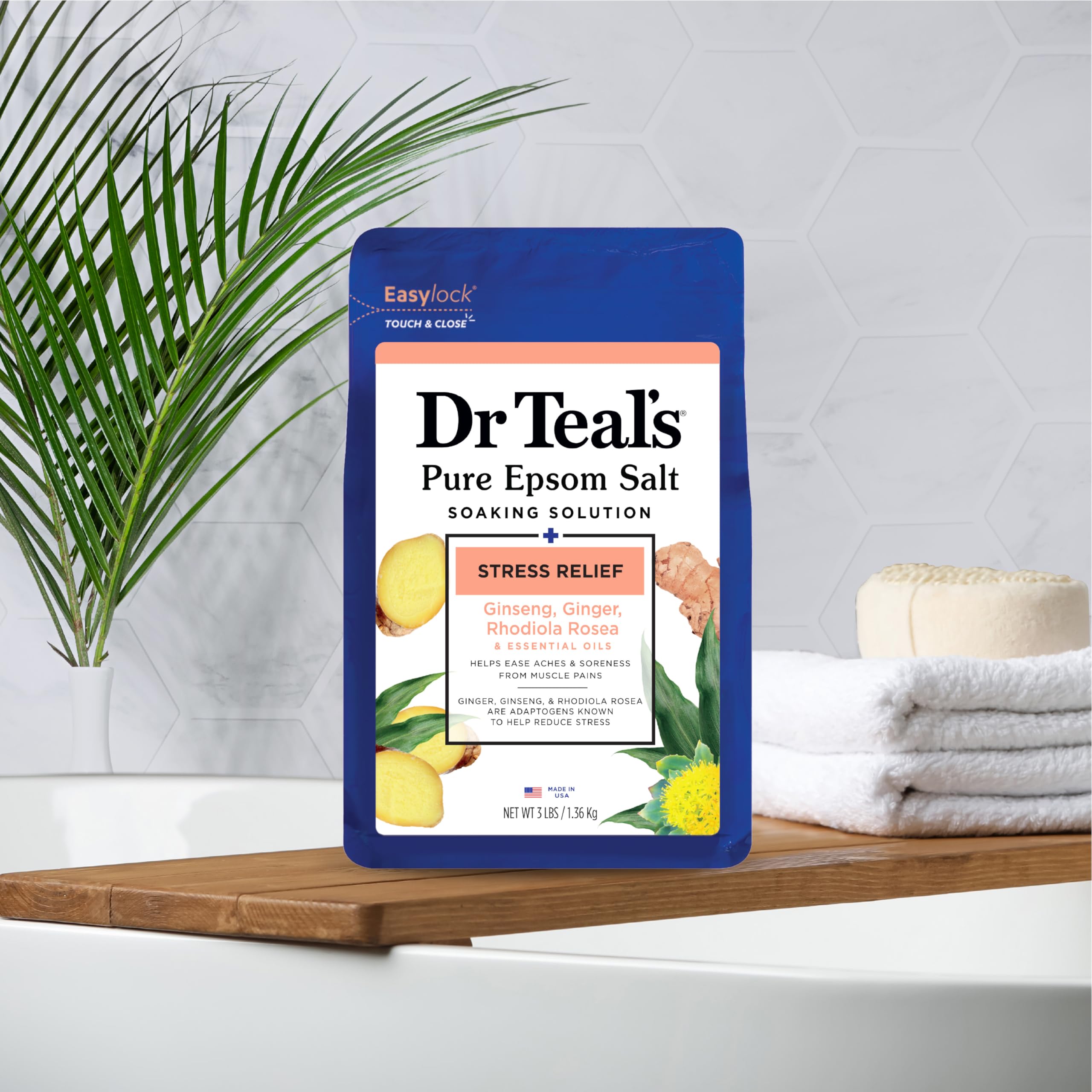 Foto 7 pulgar | Remojo De Magnesio Y Sal De Epsom Dr. Teal's Stress Relief, 1,36 Kg X4 - Venta Internacional.