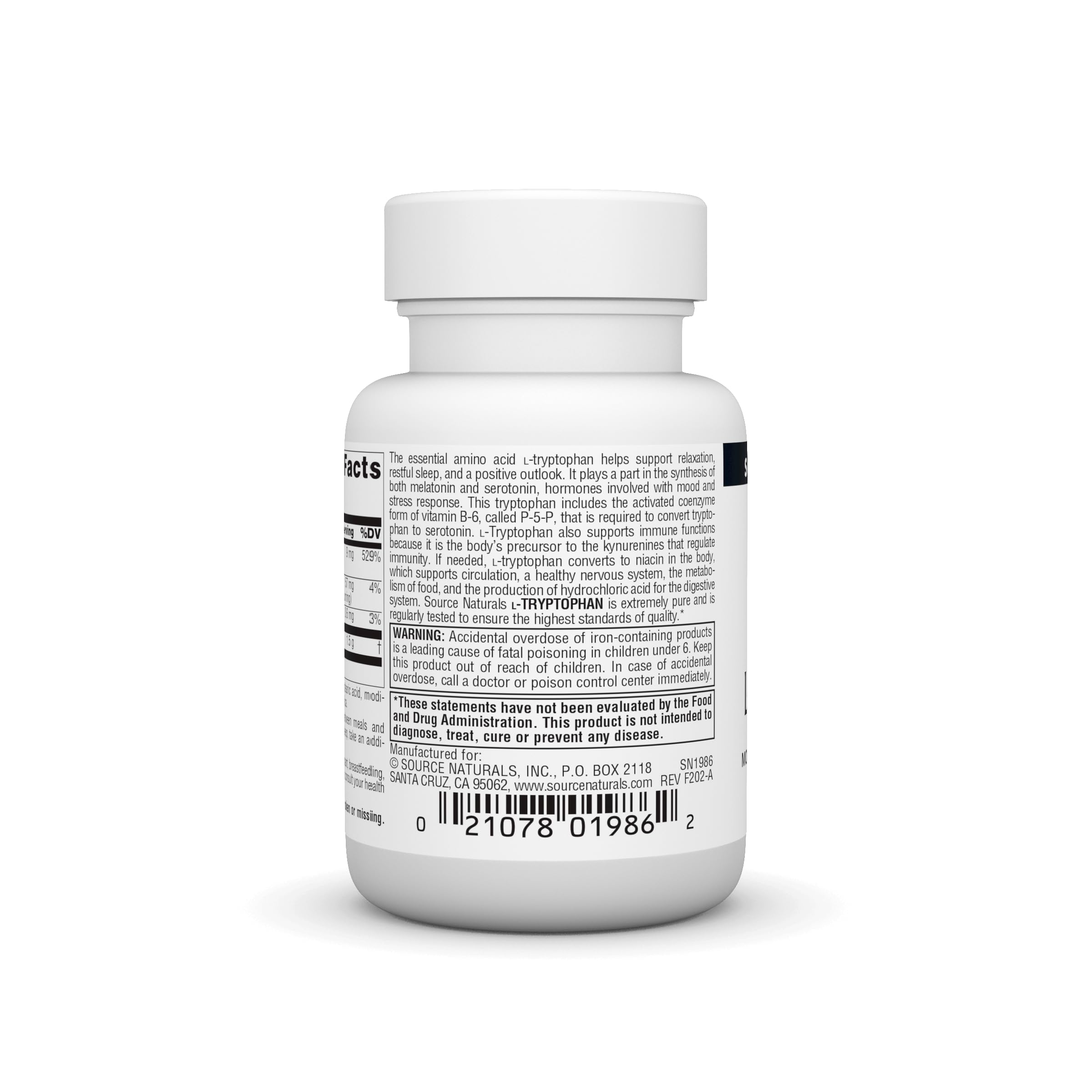 Foto 4 pulgar | Suplemento Source Naturals L-triptófano Con Coenzima B-6 500 Mg - Venta Internacional.