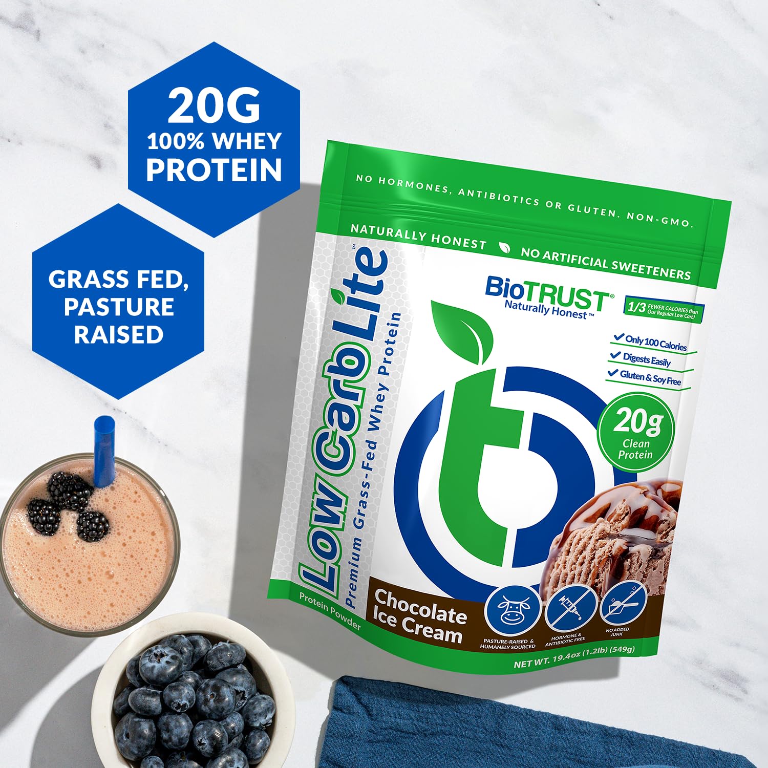 Foto 3 pulgar | Proteína En Polvo Biotrust Low Carb Lite, 20 G, Suero De Leche De Animales Alimentados Con Pasto - Venta Internacional.