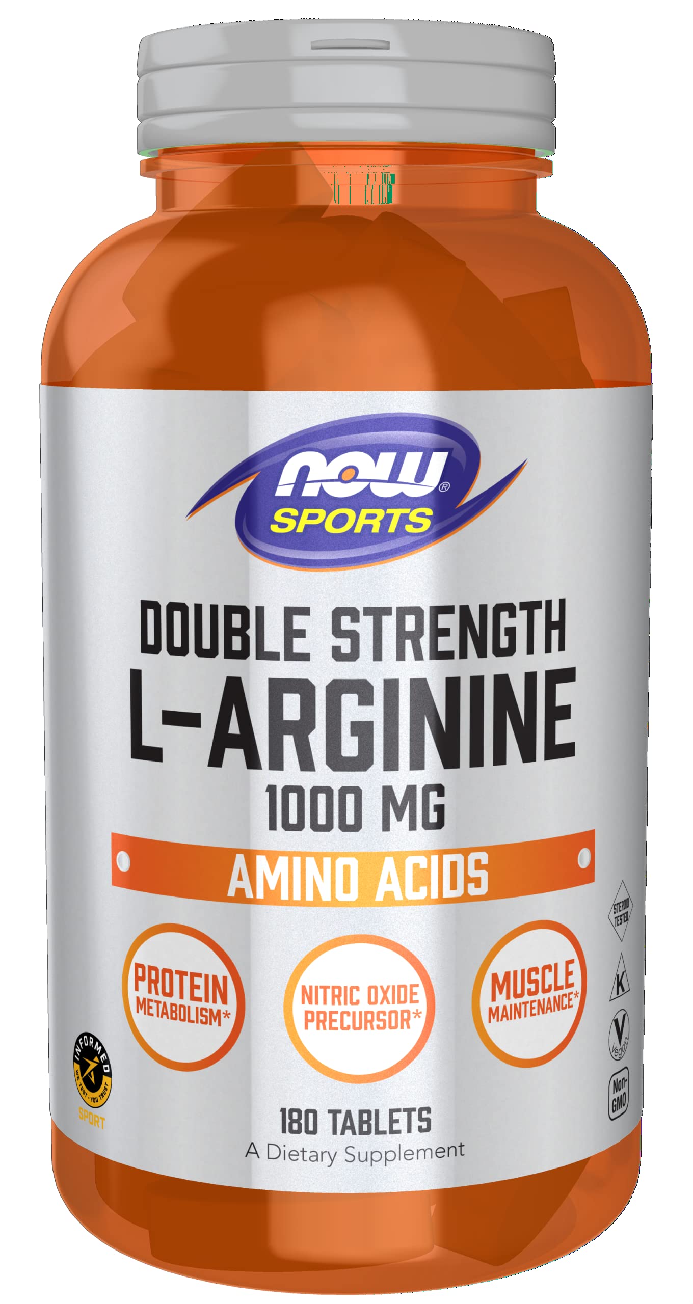Foto 2 pulgar | Suplemento Now Foods L-arginina De Doble Concentración, 1000 Mg, 180 Comprimidos - Venta Internacional.