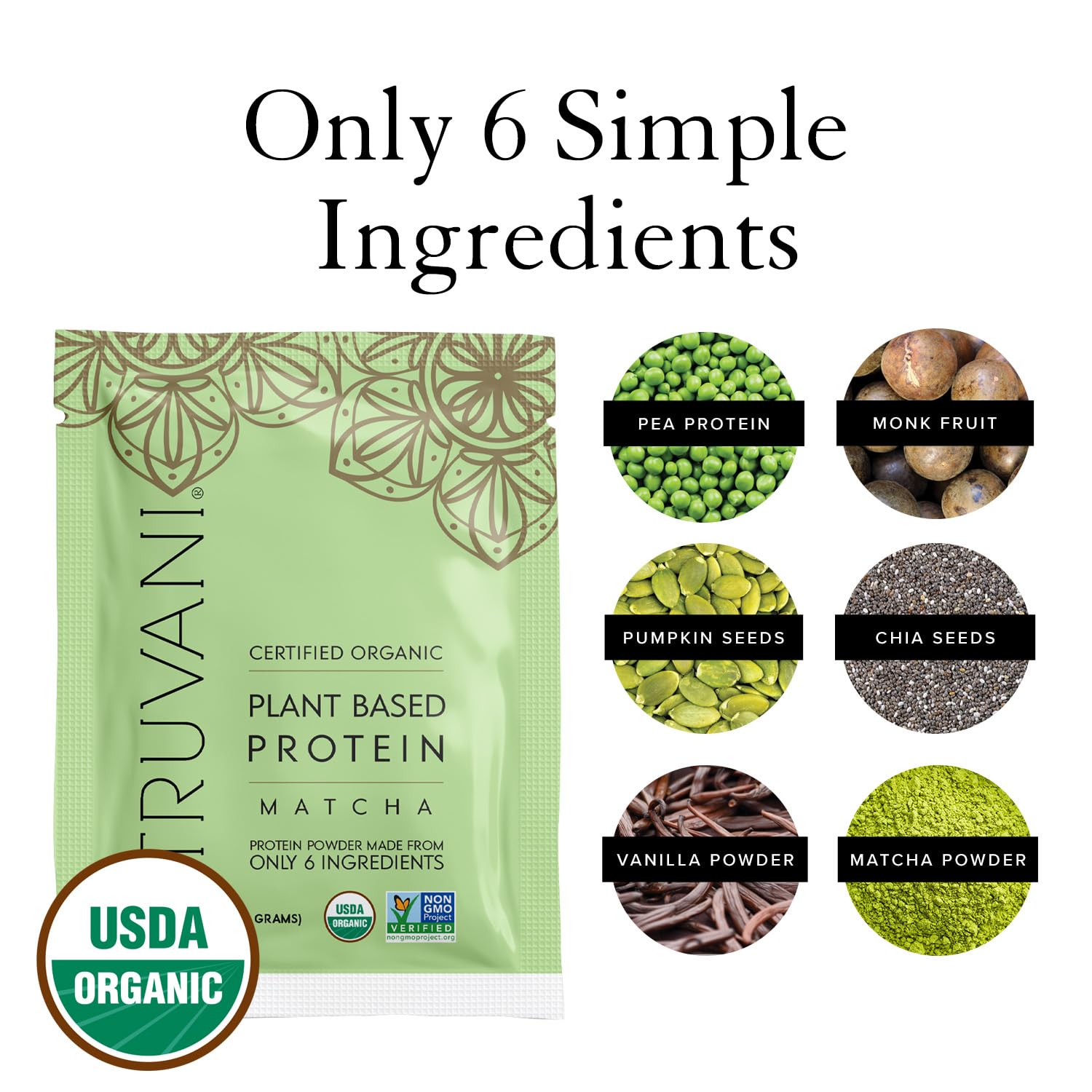Foto 4 pulgar | Proteína En Polvo Truvani Vegan Pea Matcha, 20 G, Orgánica, 1 Porción - Venta Internacional.