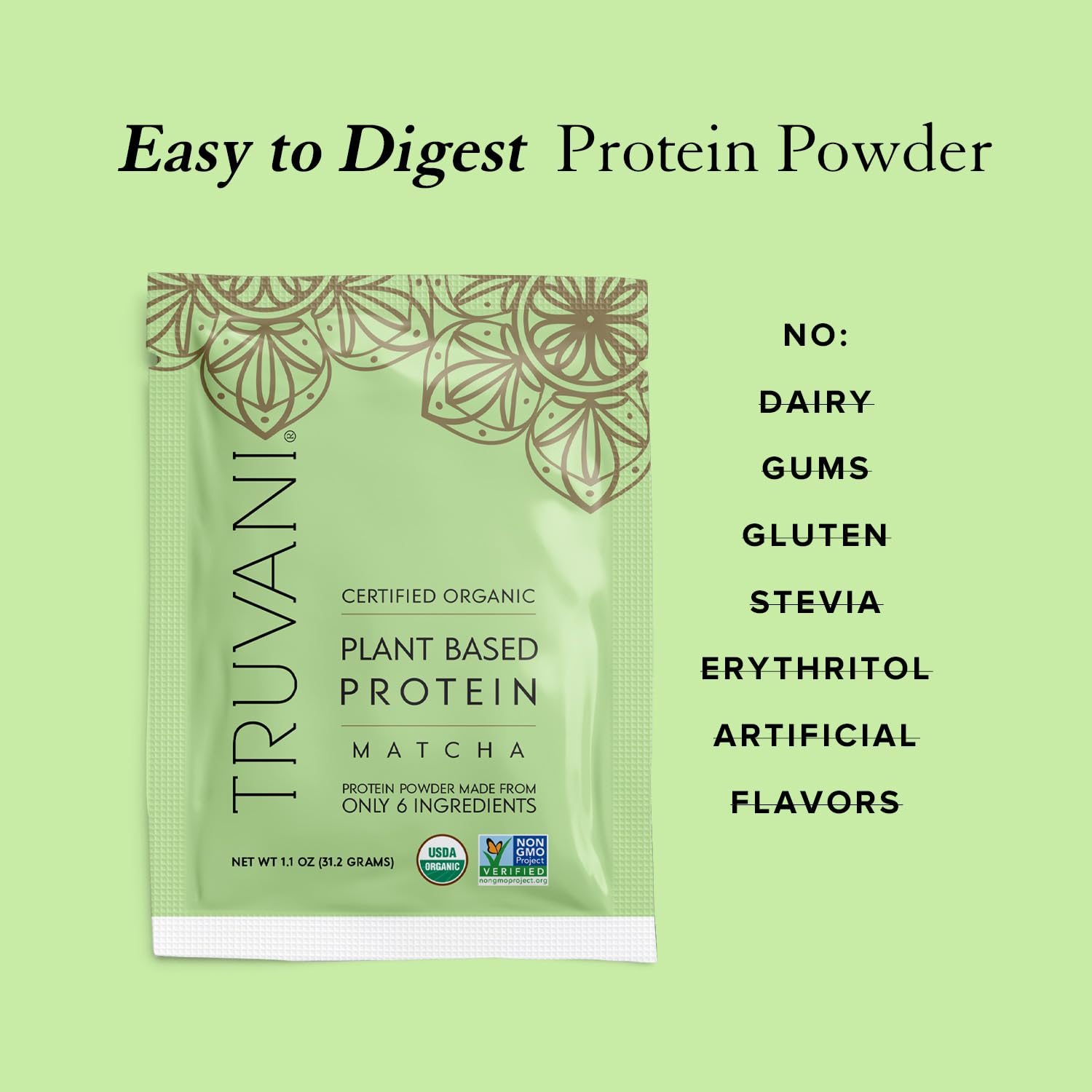 Foto 6 pulgar | Proteína En Polvo Truvani Vegan Pea Matcha, 20 G, Orgánica, 1 Porción - Venta Internacional.