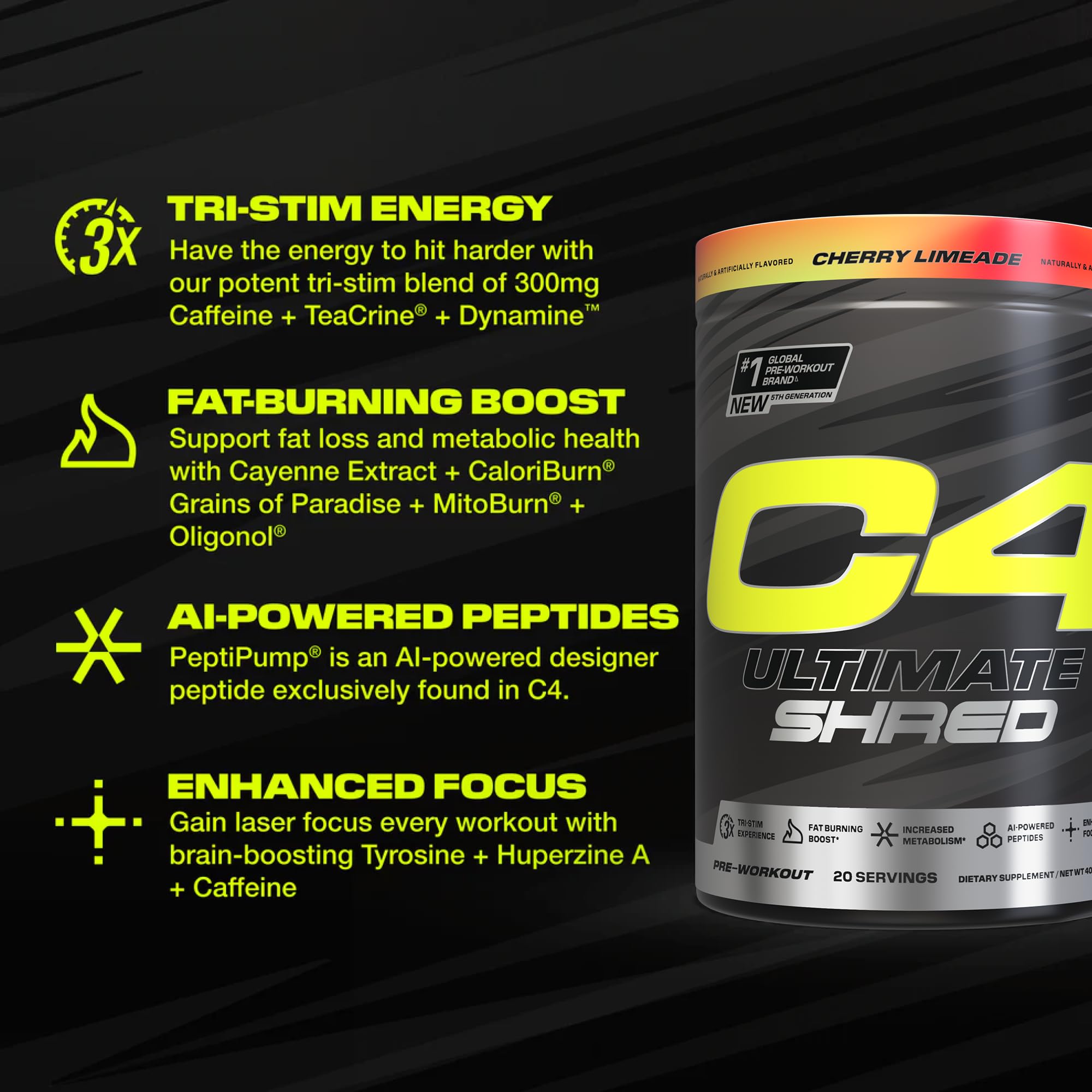 Foto 3 pulgar | Polvo Preentrenamiento Cellucor C4 Ultimate Shred, 20 Porciones - Venta Internacional.