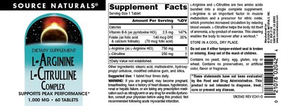 Foto 4 | Supplement Source Naturals L-arginina L-citrulina 1000 Mg - Venta Internacional.