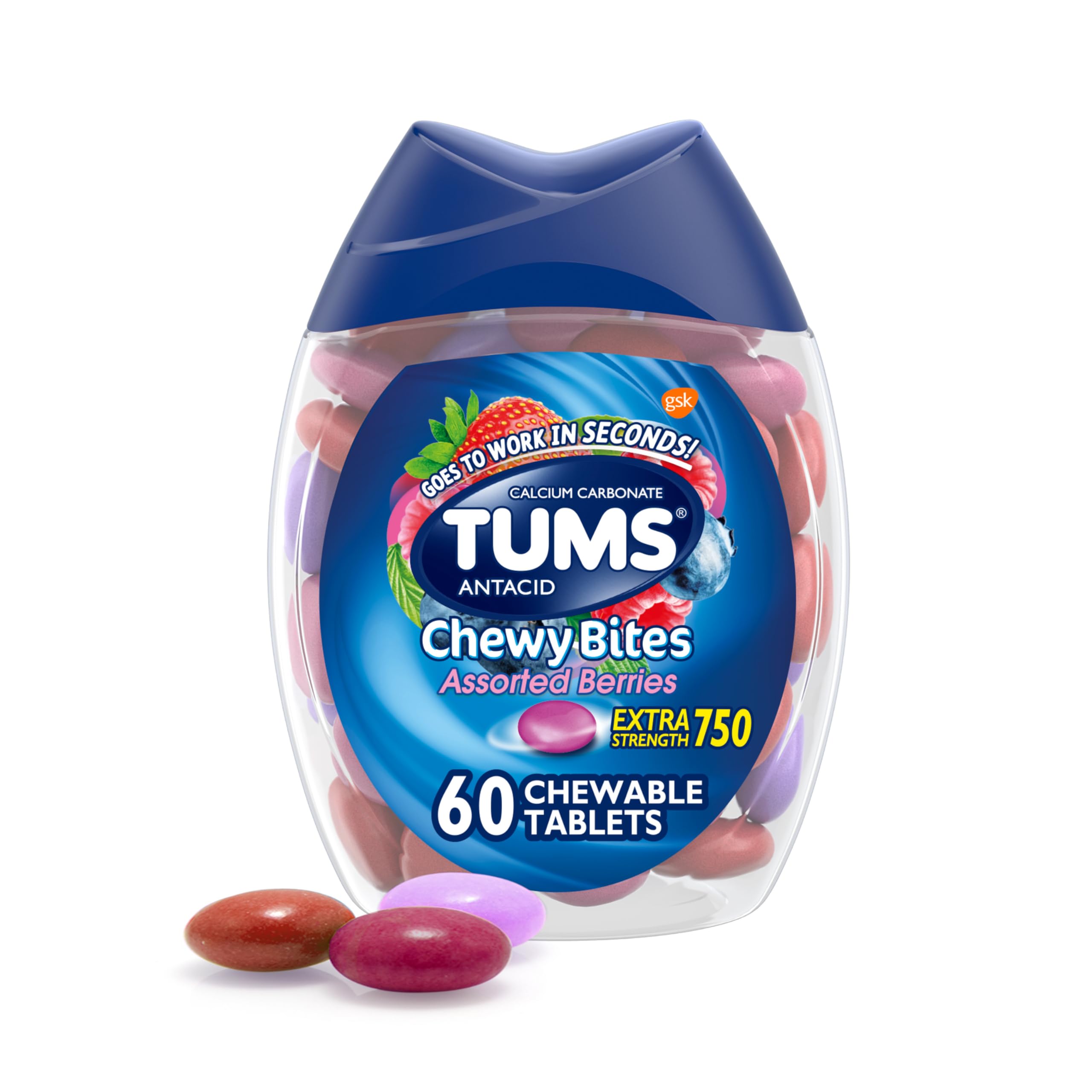 Foto 2 pulgar | Tabletas Antiácidas Tums Chewy Bites, Bayas Variadas, 60 Unidades - Venta Internacional.