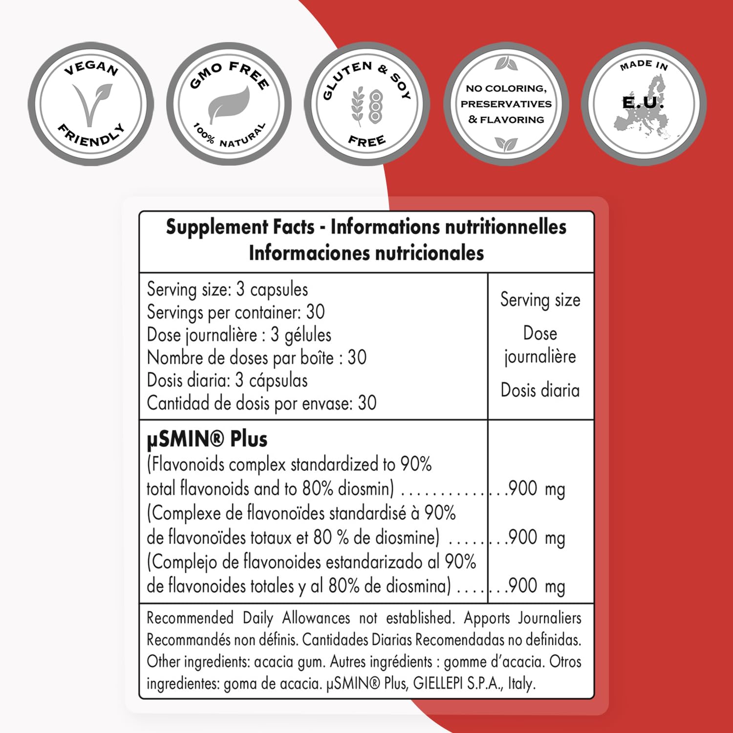 Foto 4 pulgar | Suplemento Supersmart Super Diosmin 900 Mg 90 Cápsulas - Venta Internacional.