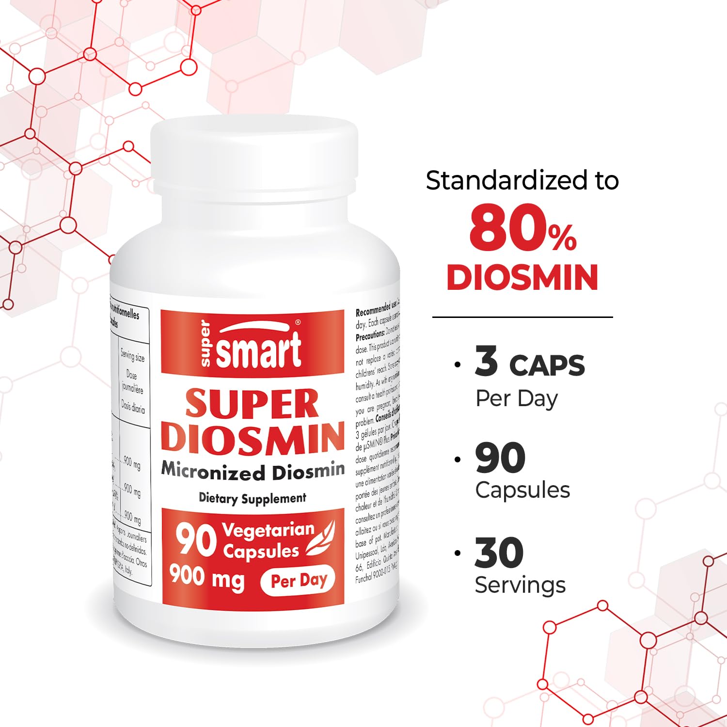 Foto 5 pulgar | Suplemento Supersmart Super Diosmin 900 Mg 90 Cápsulas - Venta Internacional.