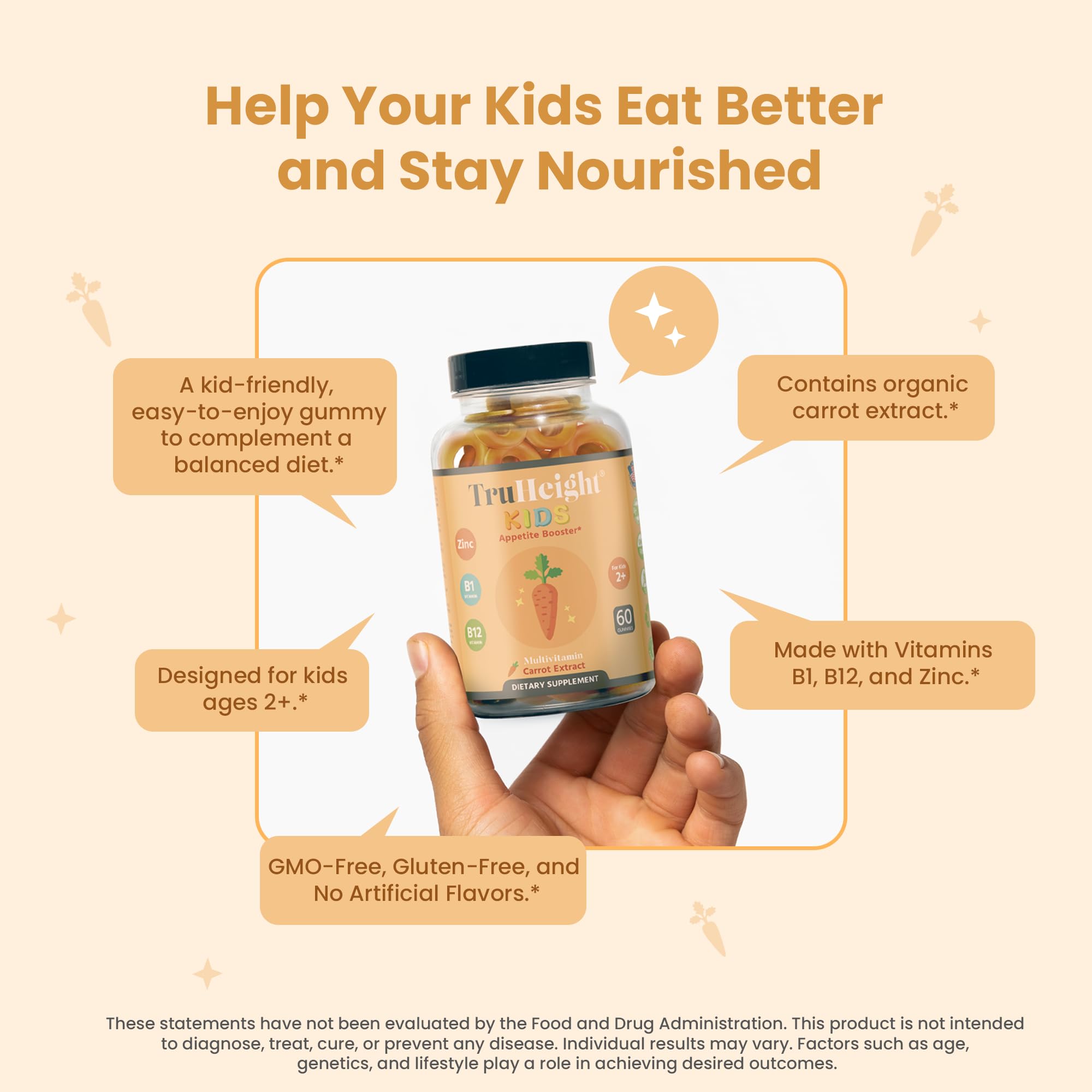 Foto 4 pulgar | Gomitas Appetite Booster Truheight Kids, Totalmente Naturales, Color Naranja - Venta Internacional.