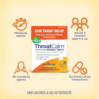 Foto 3 | Tabletas Boiron Throatcalm Para Aliviar El Dolor De Garganta, 60 Unidades - Venta Internacional.