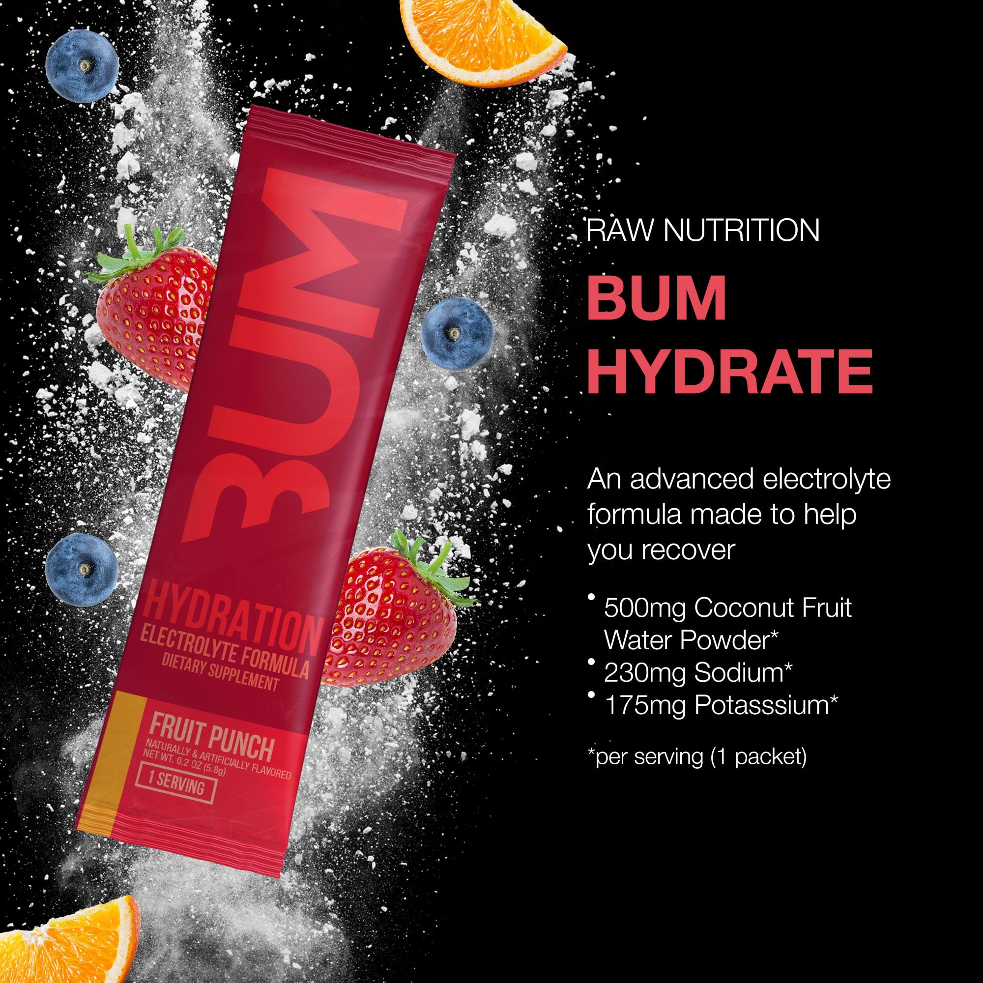 Foto 3 pulgar | Mezcla De Bebidas Hidratantes En Polvo Con Electrolitos Raw Bum Hydrate - Venta Internacional.