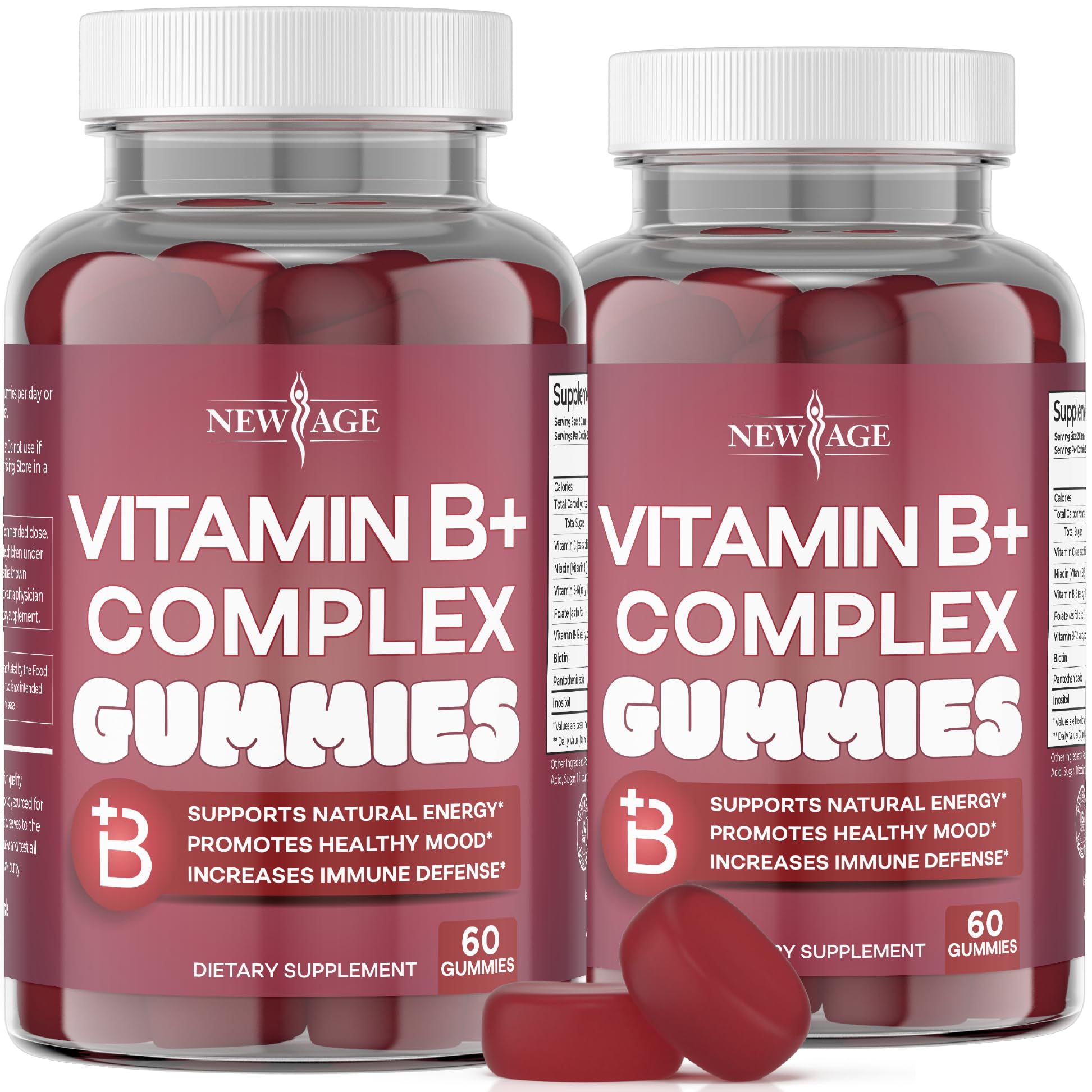 Foto 2 pulgar | Gomitas Con Complejo De Vitamina B New Age Con B3, B5, B6, B7, B9 Y B12 - Venta Internacional.