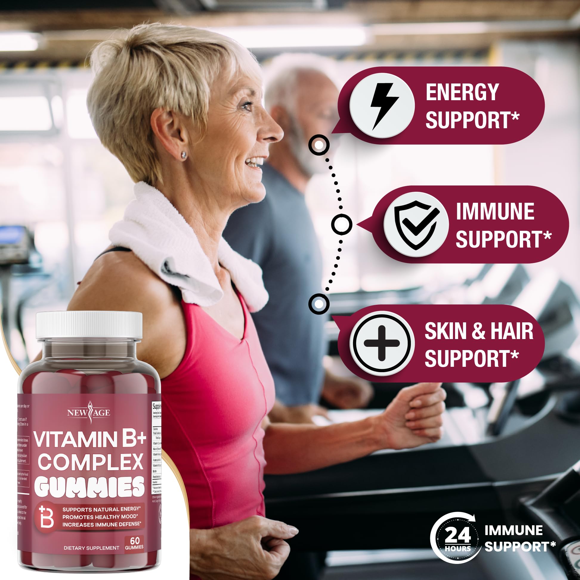 Foto 4 pulgar | Gomitas Con Complejo De Vitamina B New Age Con B3, B5, B6, B7, B9 Y B12 - Venta Internacional.