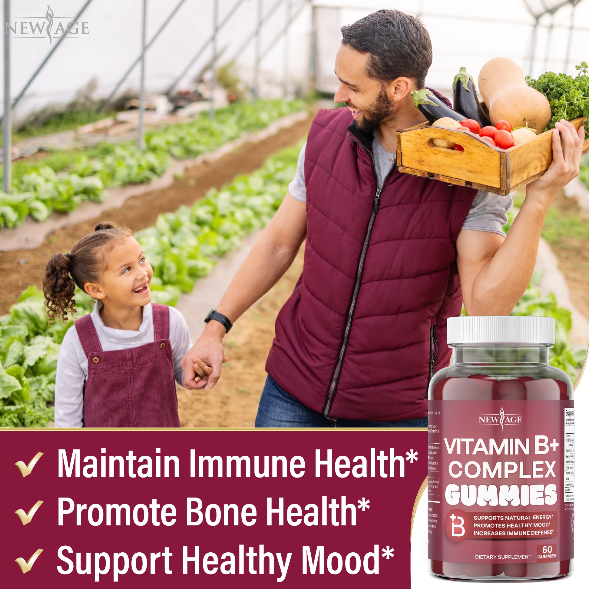 Foto 5 pulgar | Gomitas Con Complejo De Vitamina B New Age Con B3, B5, B6, B7, B9 Y B12 - Venta Internacional.