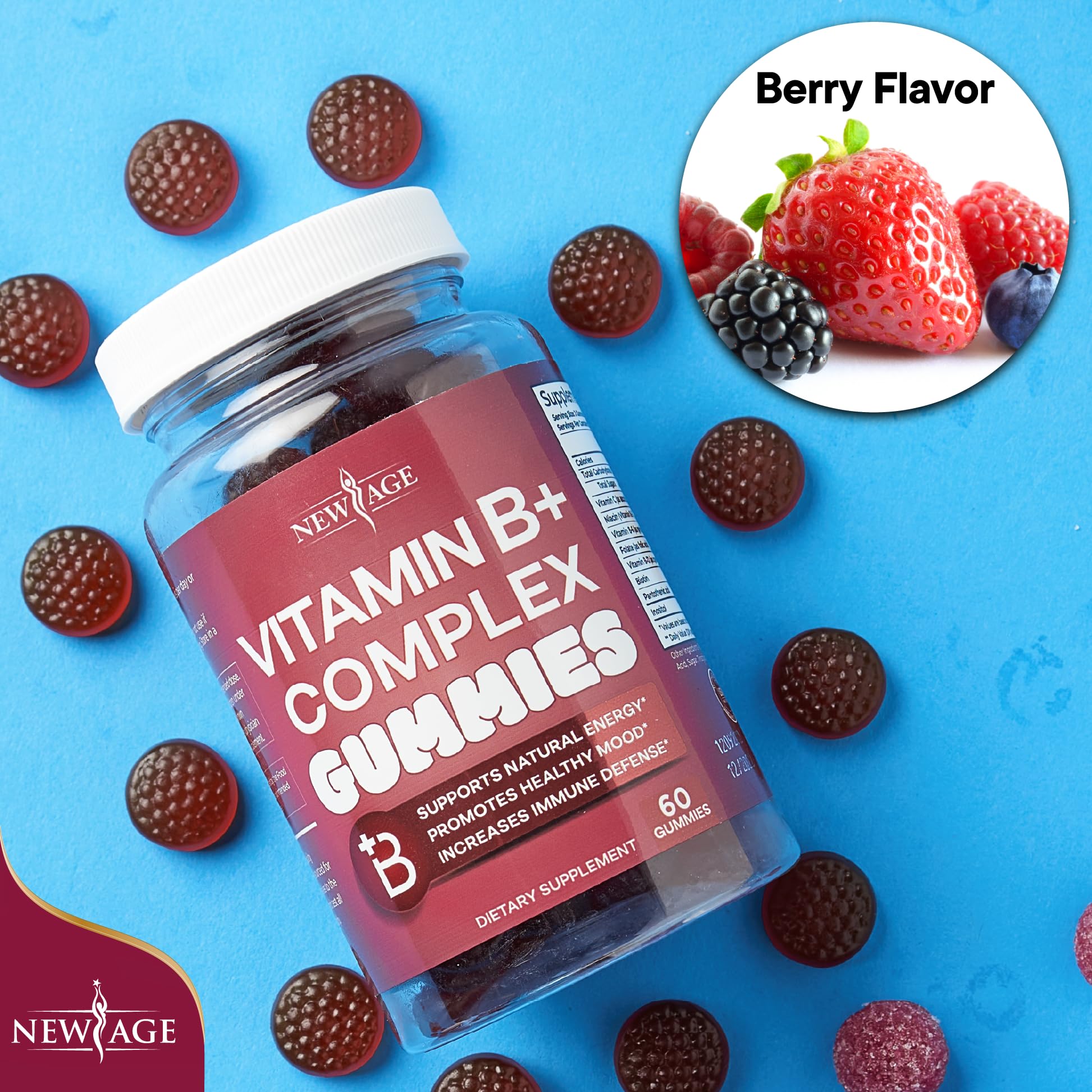 Foto 7 pulgar | Gomitas Con Complejo De Vitamina B New Age Con B3, B5, B6, B7, B9 Y B12 - Venta Internacional.