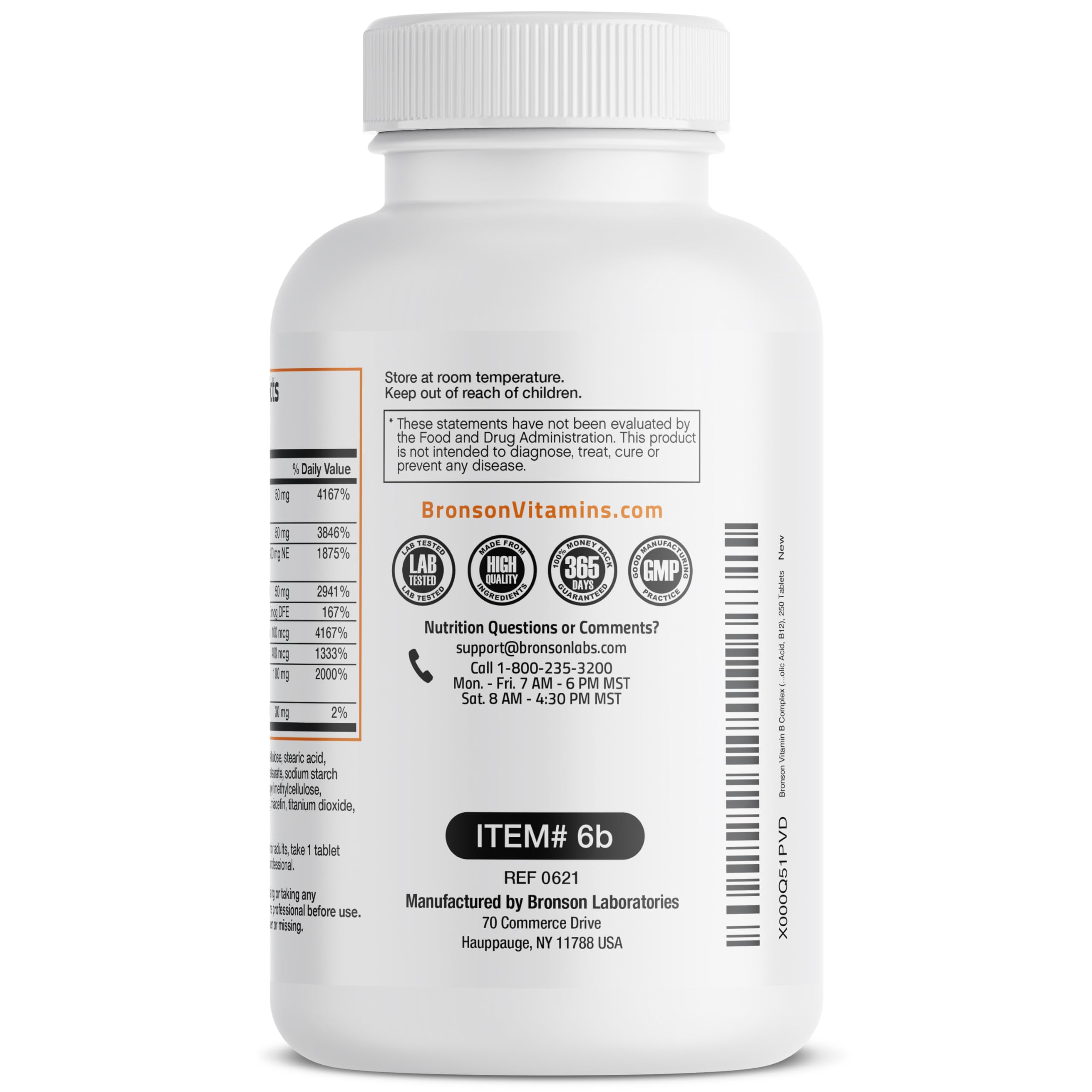 Foto 6 pulgar | Suplemento Bronson Vitamin B Complex 250 Comprimidos - Venta Internacional