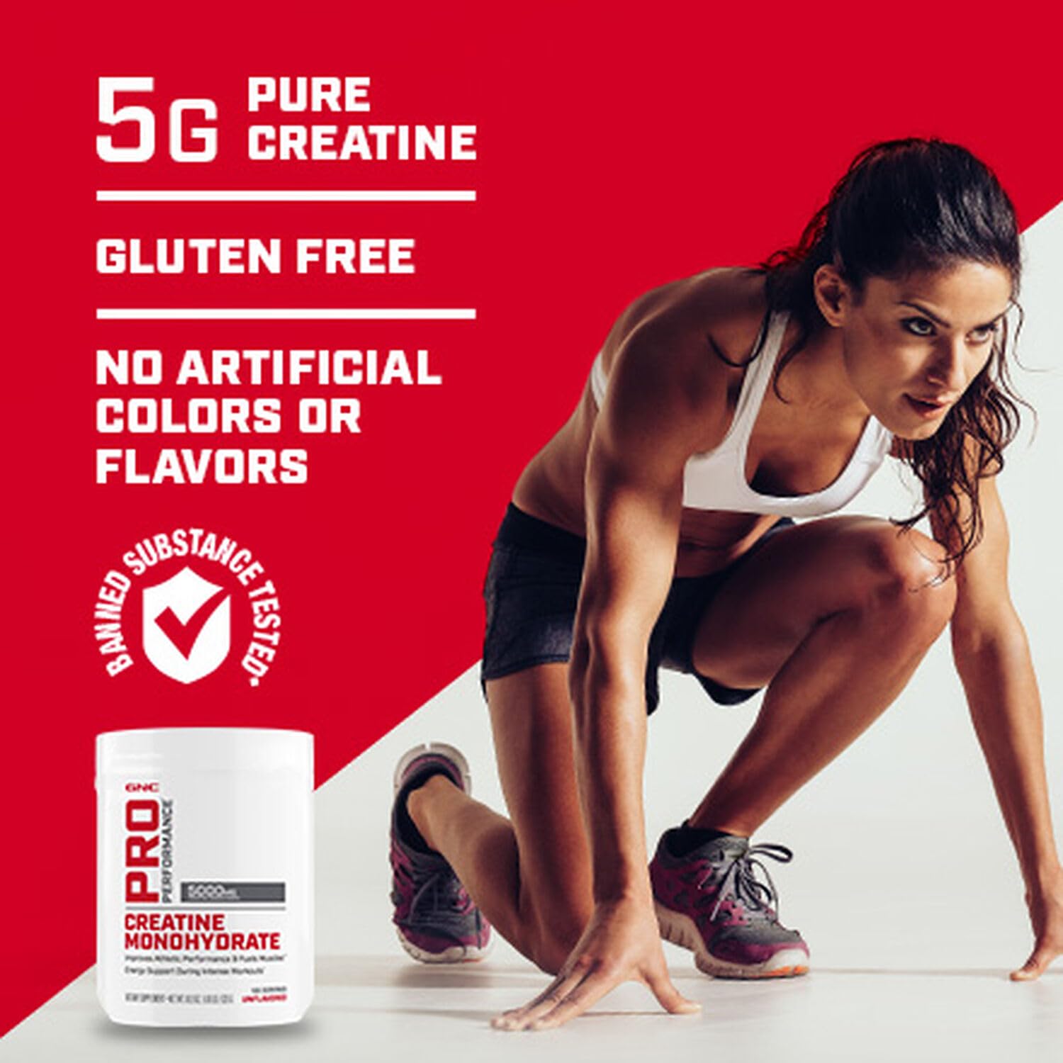 Foto 6 pulgar | Suplemento De Monohidrato De Creatina Gnc Pro Performance 5000 Mg - Venta Internacional.
