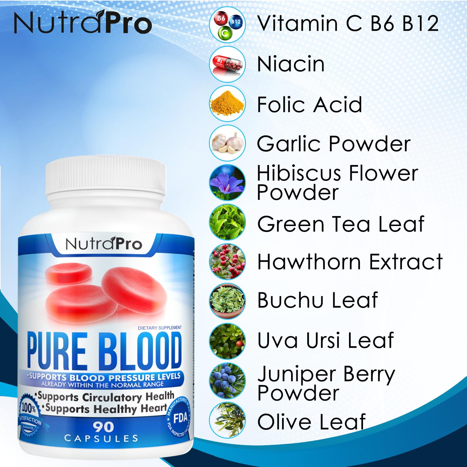 Foto 4 pulgar | Suplemento Nutrapro Pure Blood 90 Cápsulas - Venta Internacional