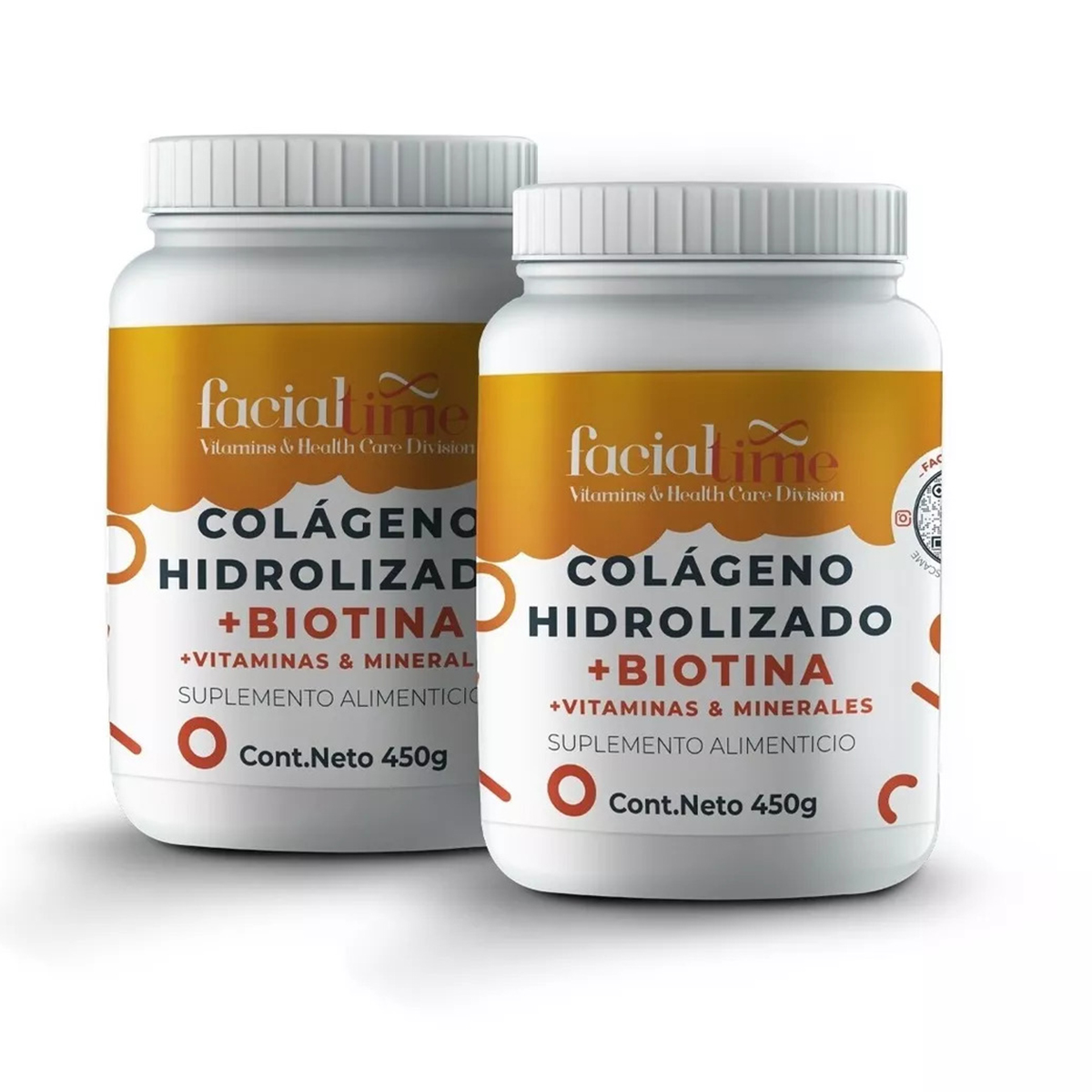 Kit 2 Colágeno Hidrolizado Con Biotina 450g Facialtime