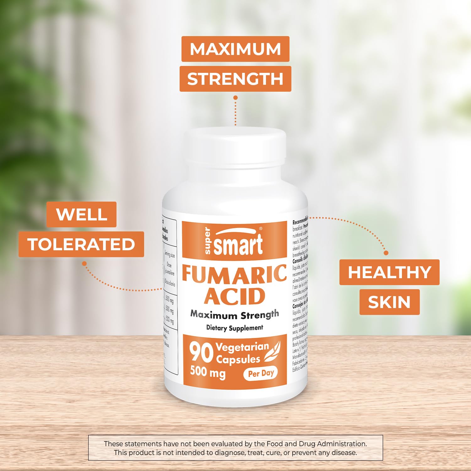 Foto 2 | Suplemento De Ácido Fumárico Supersmart 500 Mg 90 Cápsulas - Venta Internacional.