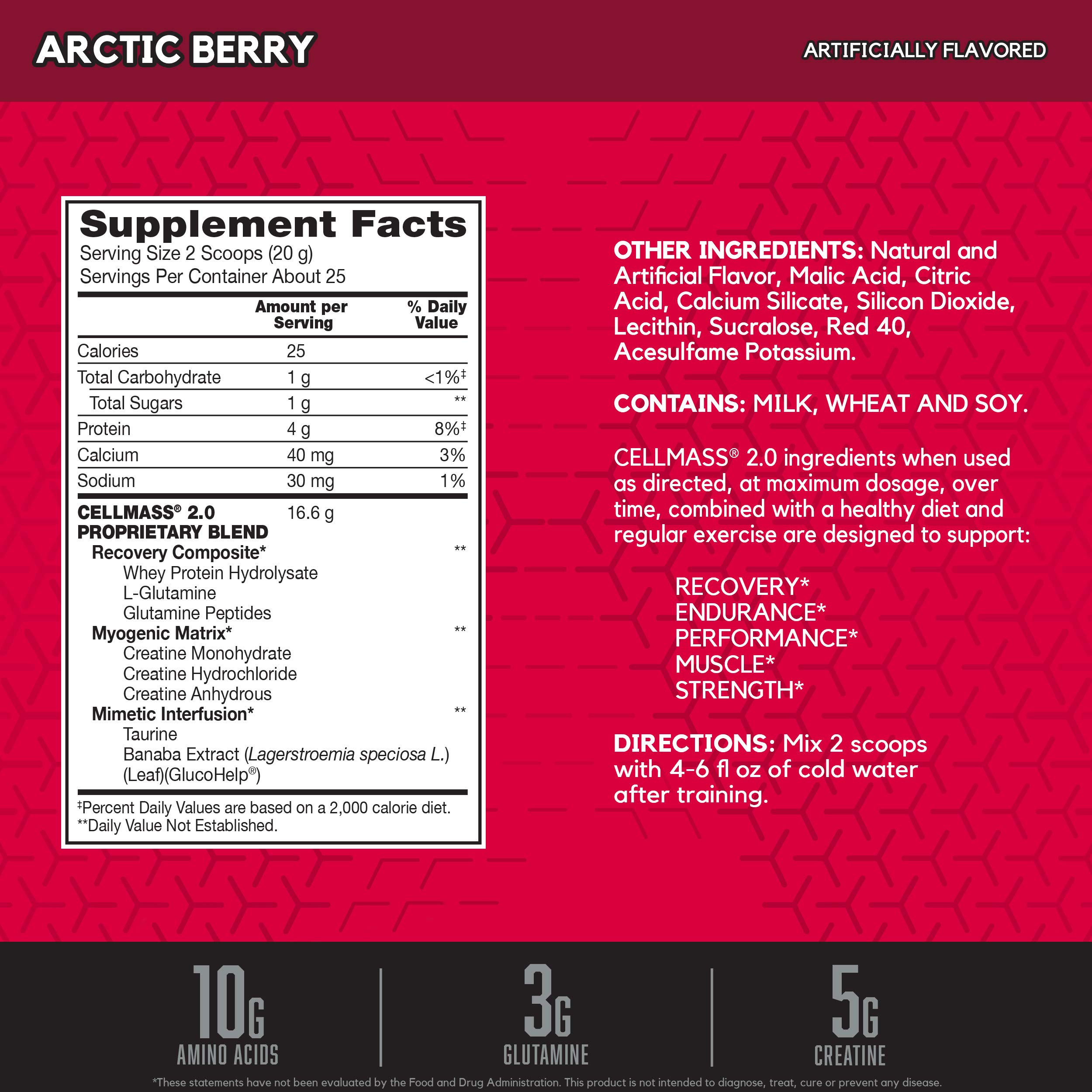 Foto 2 | Suplemento Bsn Cellmass 2.0 Arctic Berry Para La Recuperación Después Del Entrenamiento - Venta Internacional.