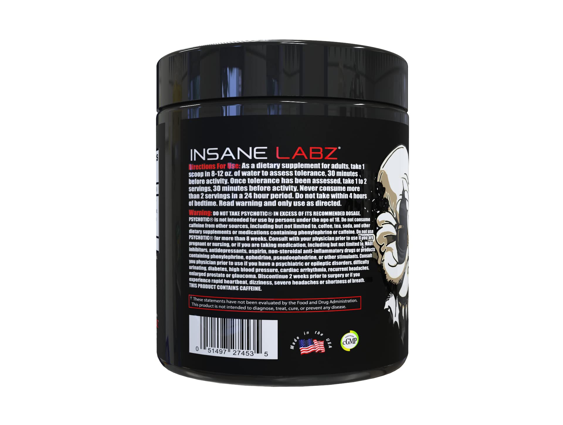 Foto 4 pulgar | Polvo Para Antes Del Entrenamiento Insane Labz Psychotic Black Edition - Venta Internacional.