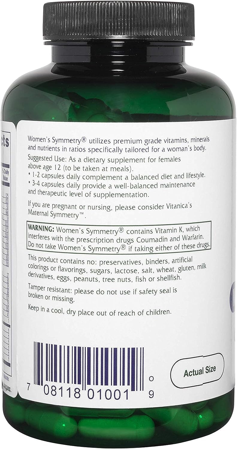 Foto 4 pulgar | Suplemento Vitanica Women's Symmetry Multivitamin 180 Cápsulas - Venta Internacional
