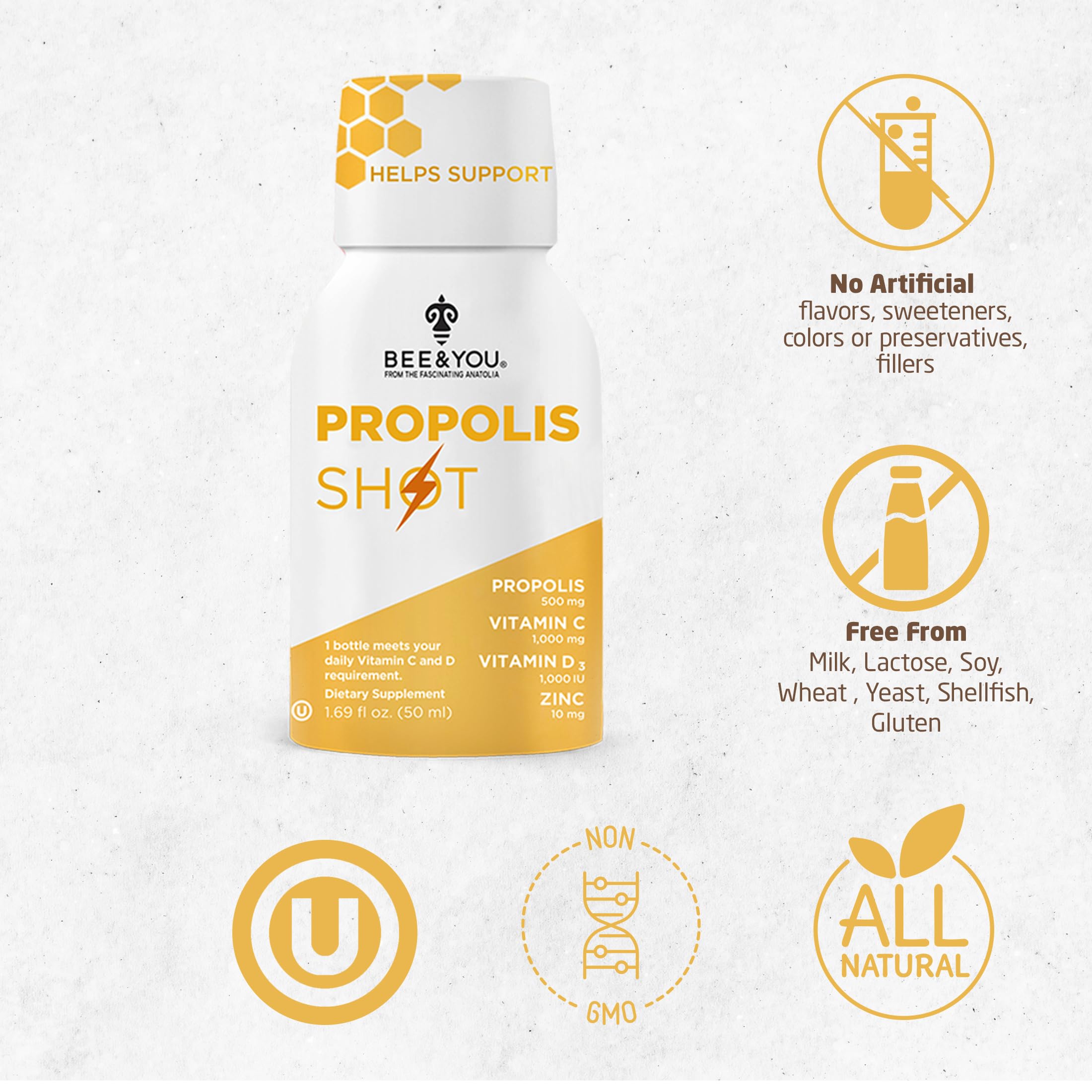 Foto 3 | Suplemento Bee & You Immune Support Propóleo Shot 50 Ml 12 Piezas- Venta Internacional