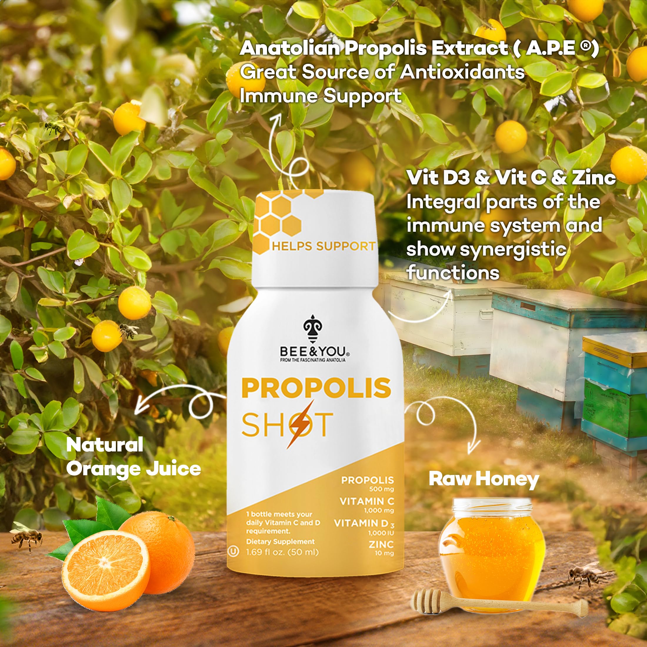 Foto 5 pulgar | Suplemento Bee & You Immune Support Propóleo Shot 50 Ml 12 Piezas- Venta Internacional