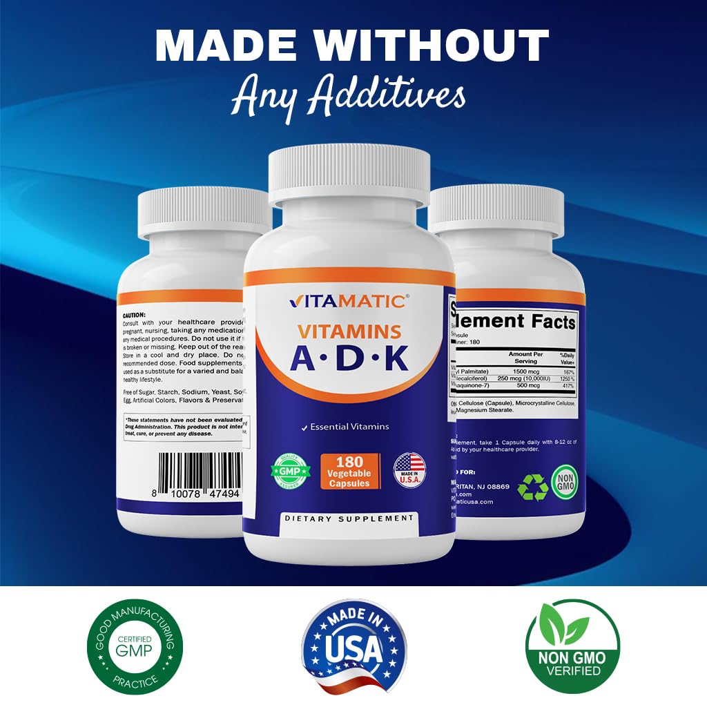 Foto 5 pulgar | Suplemento Vitamínico Vitamatic Adk 180 Cápsulas - Venta Internacional