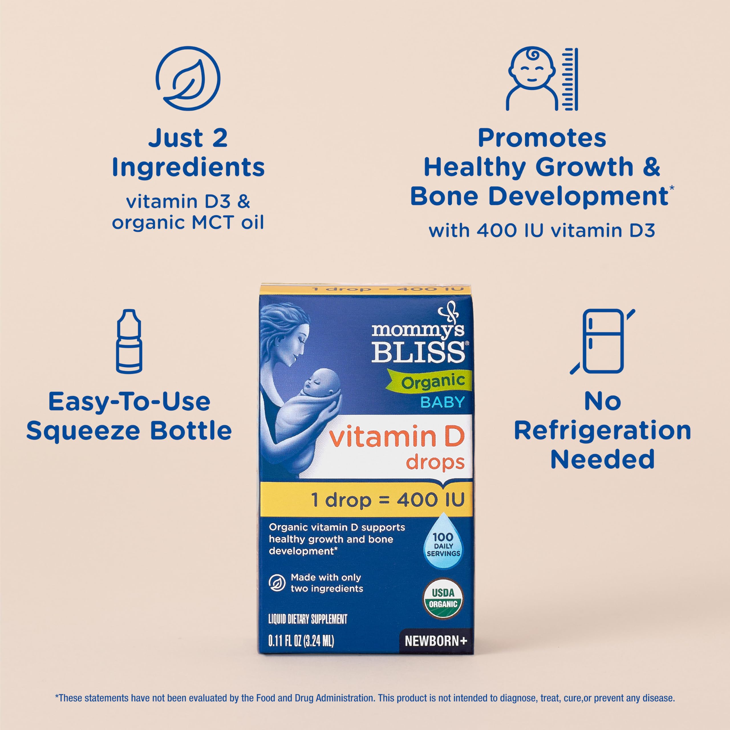 Foto 5 pulgar | Gotas De Vitamina D Mommy's Bliss Organic Baby, Paquete De 2 Unidades, 3 Ml - Venta Internacional.