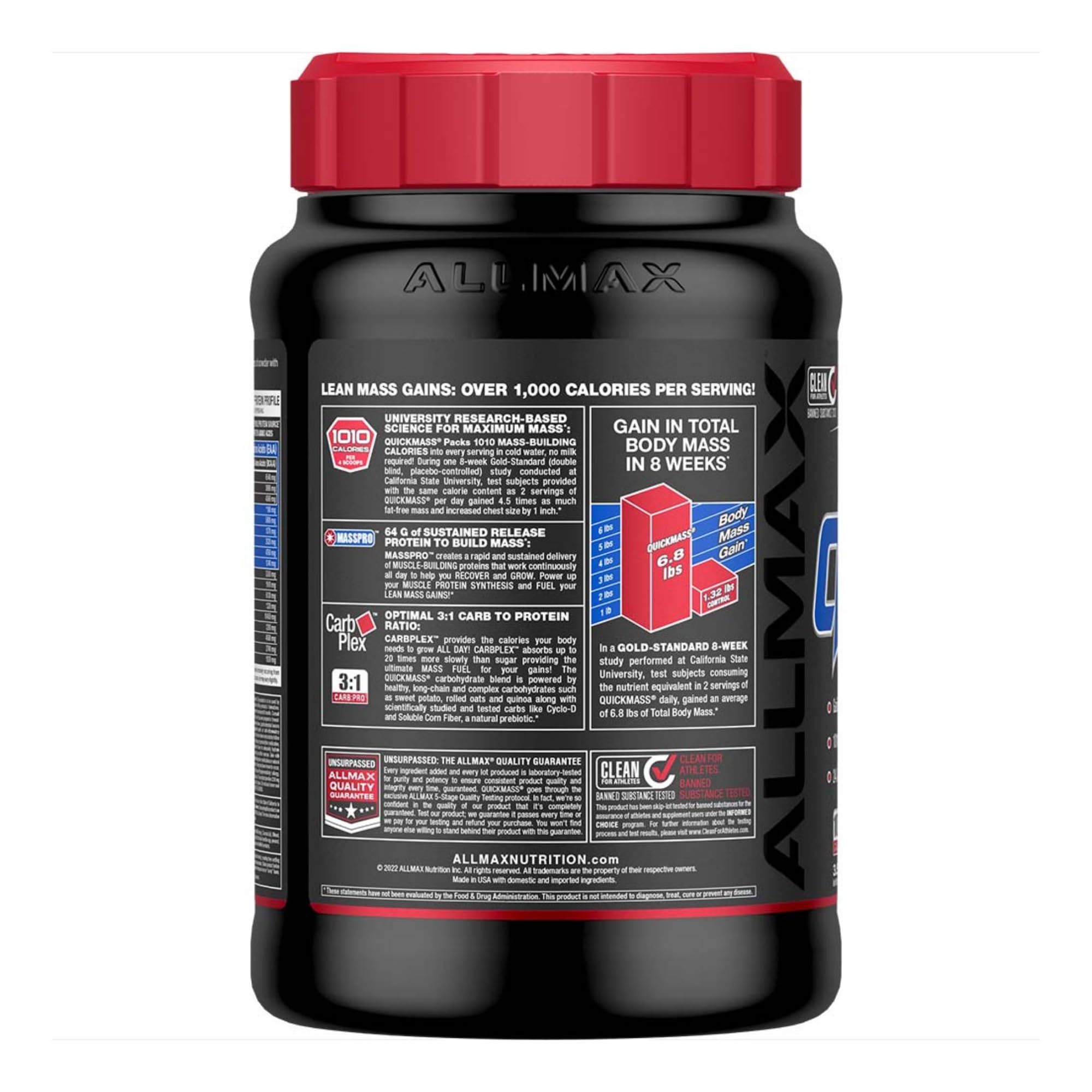 Foto 4 pulgar | Mass Gainer Allmax Quickmass Vainilla 1,6 Kg Con 24 Porciones - Venta Internacional.