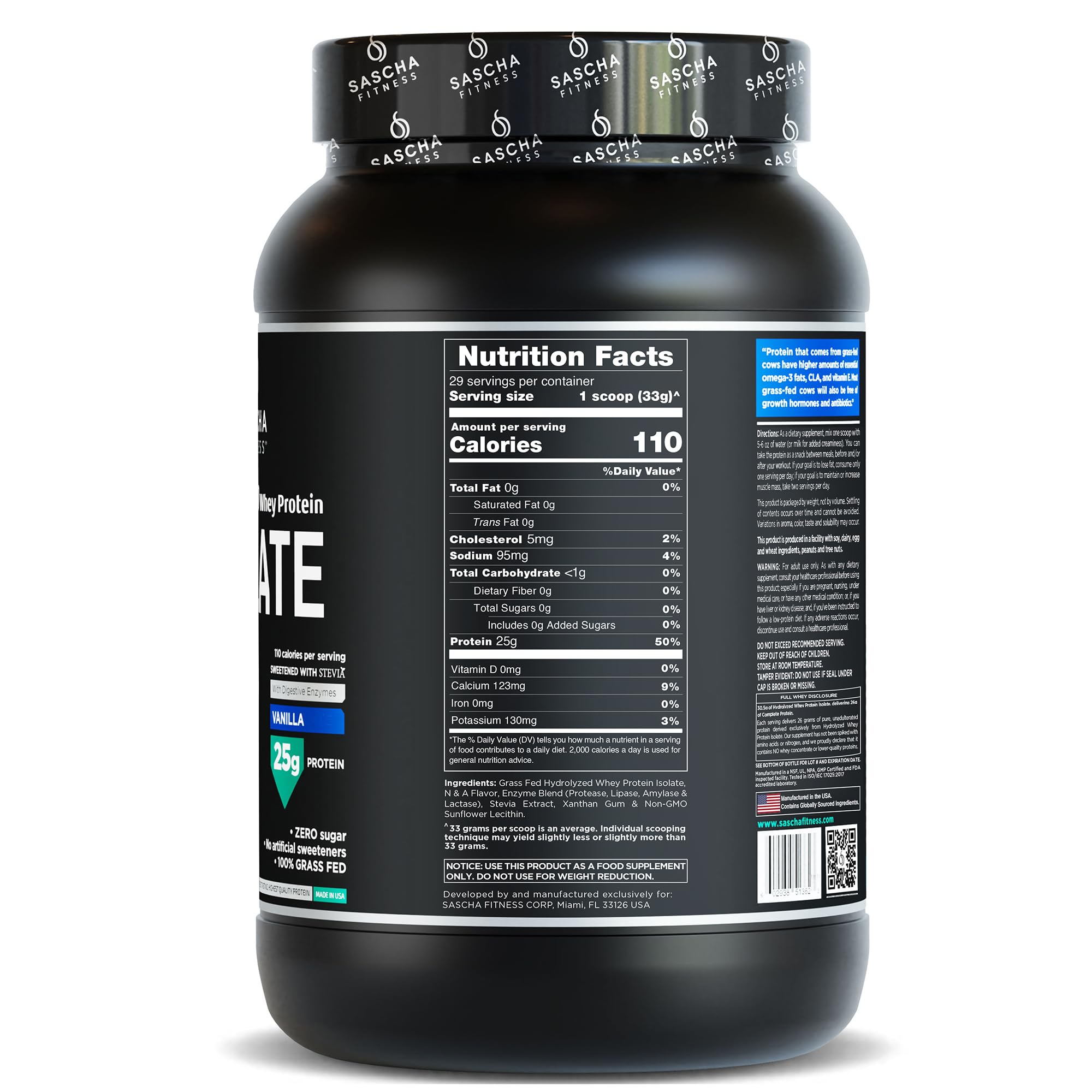 Foto 3 pulgar | Proteína De Suero Aislada Sascha Fitness Hidrolizada, 2 Kg, Vainilla - Venta Internacional.