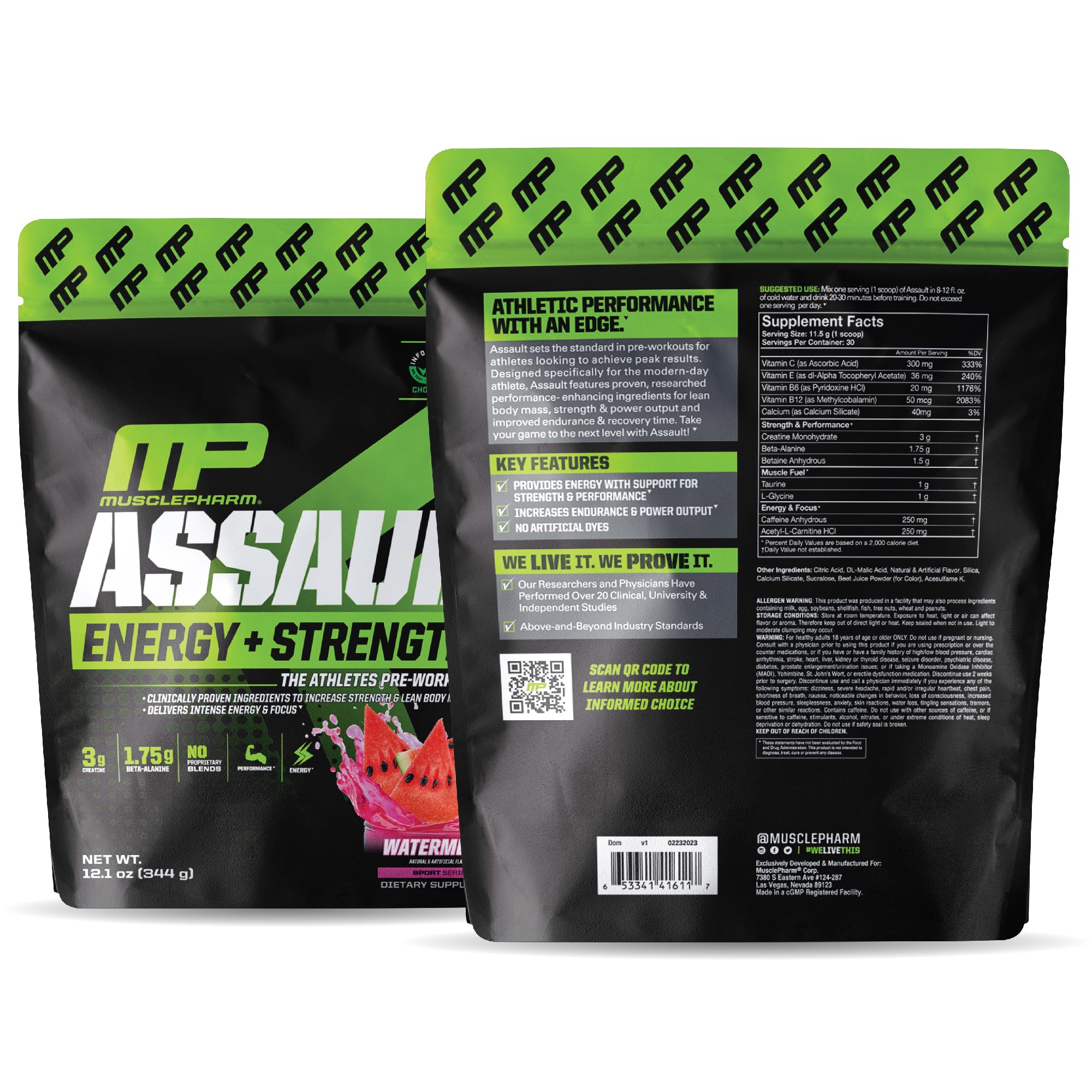 Foto 4 pulgar | Polvo Para Antes Del Entrenamiento Muscle Pharm Assault Energy Watermelon, 30 Porciones - Venta Internacional.