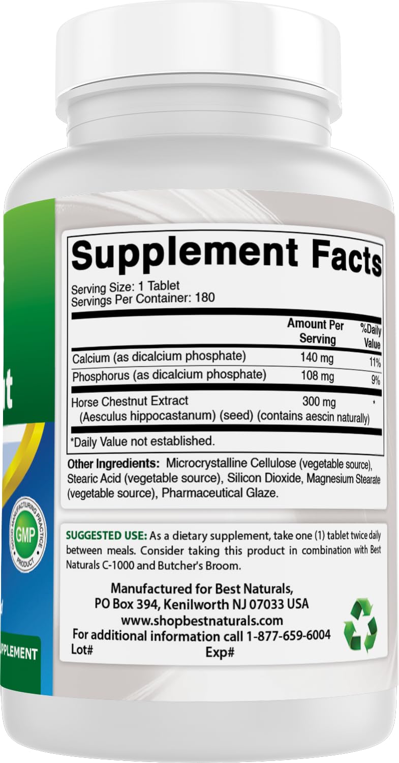 Foto 7 pulgar | Extracto De Castaño De Indias Supplement Best Naturals 300 Mg 180 Comprimidos - Venta Internacional.