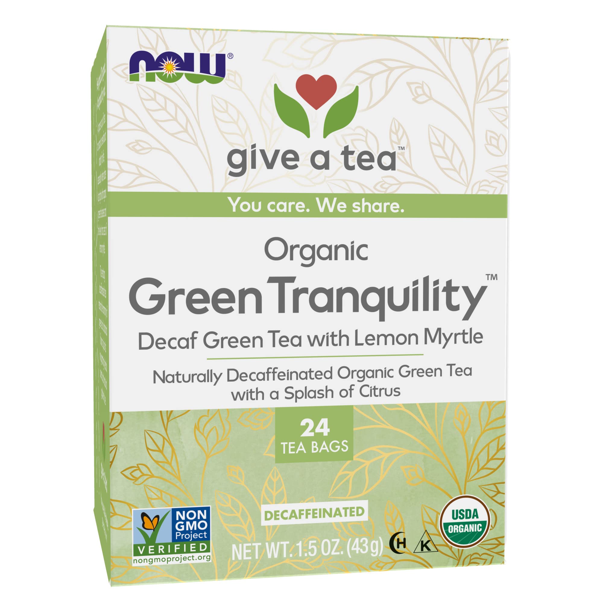 Foto 2 pulgar | Descafeinado Green Tranquility De Tea Now Foods Con Limón Y Mirto, 24 Bolsas - Venta Internacional.
