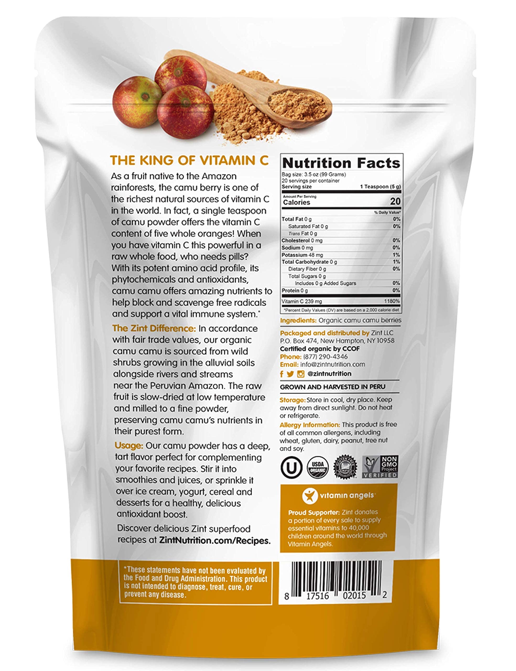 Foto 8 pulgar | Superalimento En Polvo Zint Camu Camu Organic 100g - Venta Internacional.