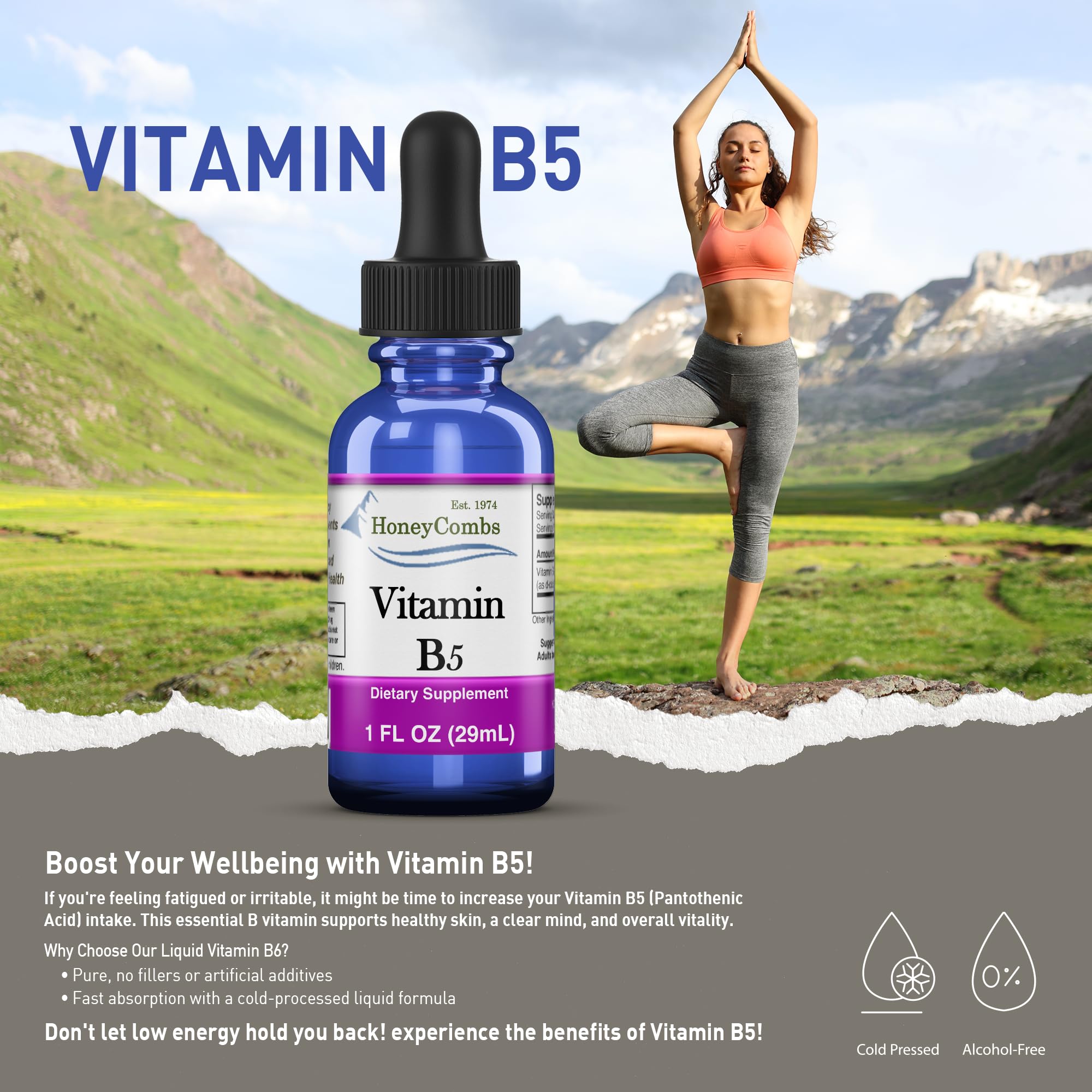 Foto 5 pulgar | Gotas De Ácido Pantoténico Con Vitamina B5, 30 Ml, Veganas - Venta Internacional.