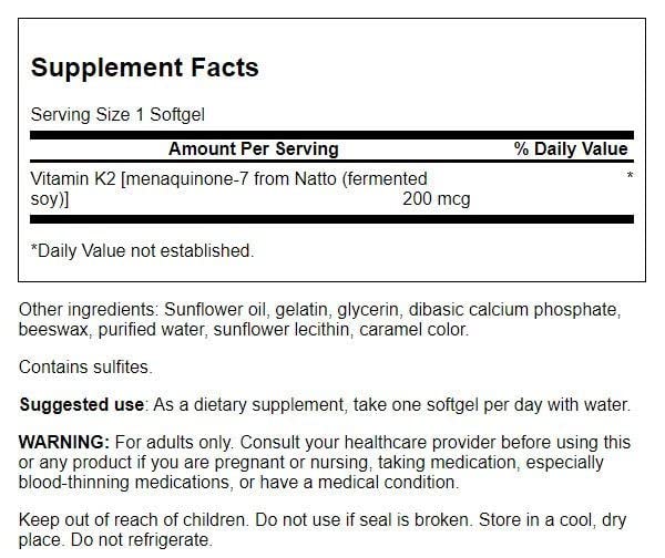Foto 3 pulgar | Suplemento Vitamínico Swanson Maximum Strength Vitamin K2 - Venta Internacional.
