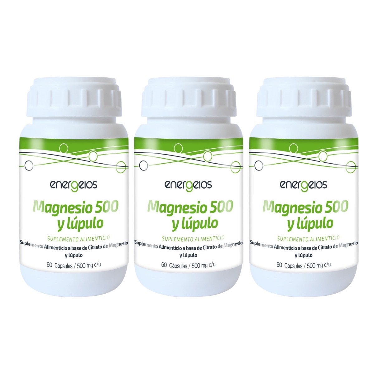 Foto 2 pulgar | Kit Citrato Magnesio Energeios 180 Cápsulas 500 Mg