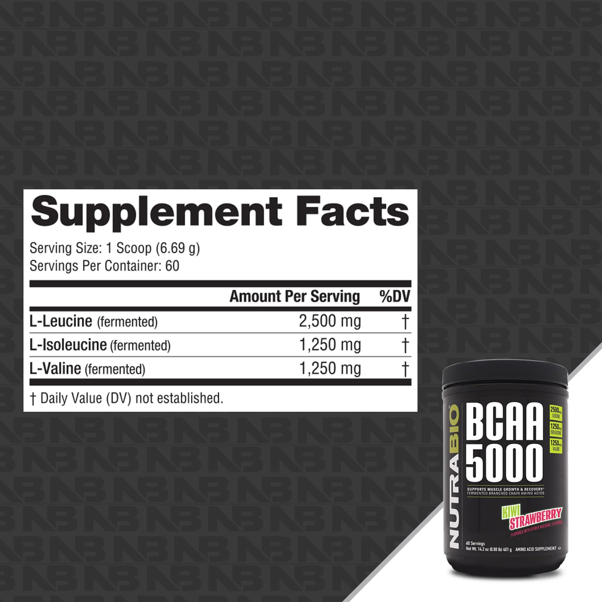 Foto 2 | BCAA en Polvo NutraBio BCAA 5000 Vegano Fermentado 60 Porciones - Venta Internacional