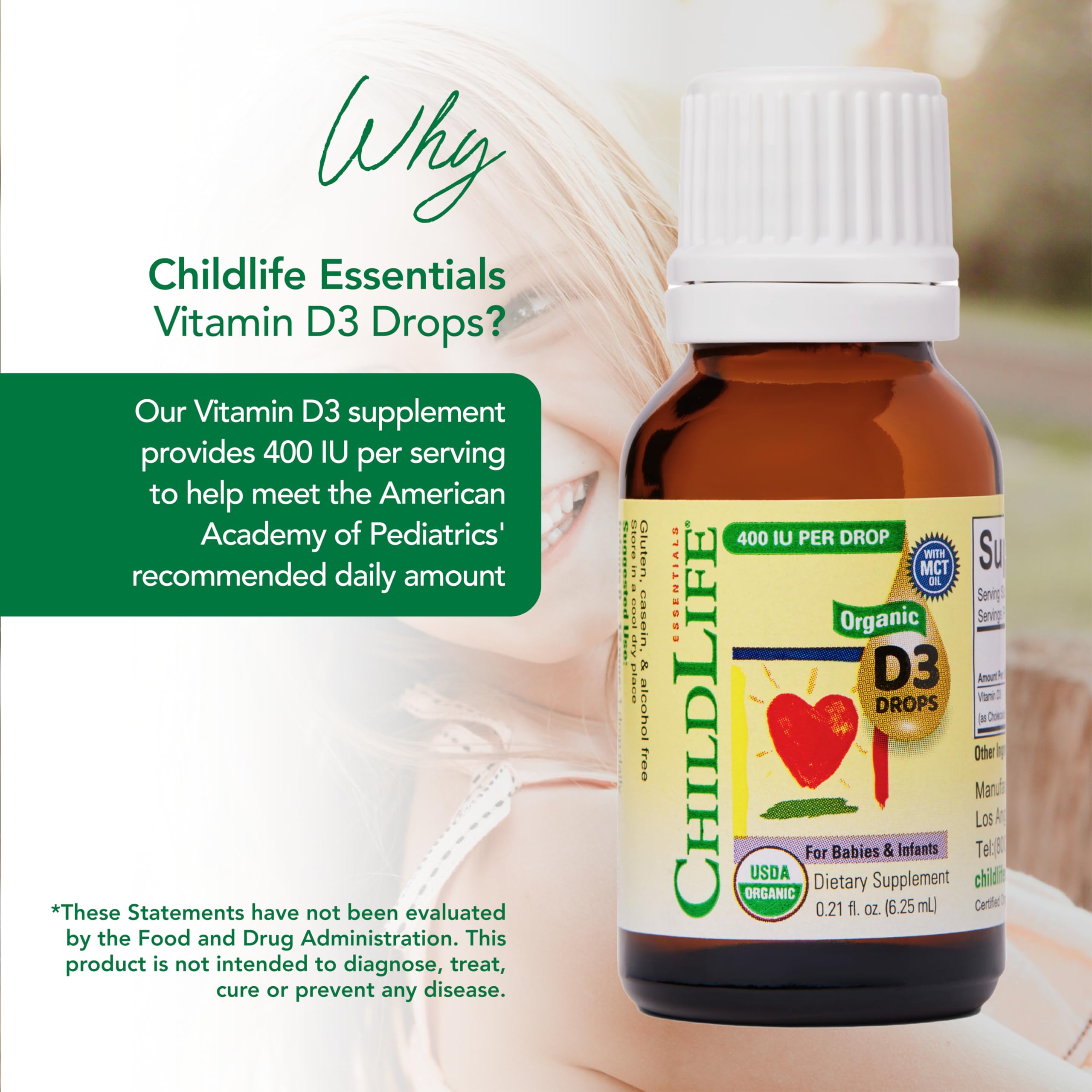 Foto 3 | Vitamina D3 Childlife Essentials Orgánicas 2 Frascos de 6.25 ml C/U - Venta Internacional