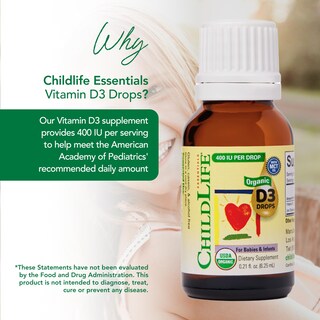 Foto 3 | Vitamina D3 Childlife Essentials Orgánicas 2 Frascos de 6.25 ml C/U - Venta Internacional