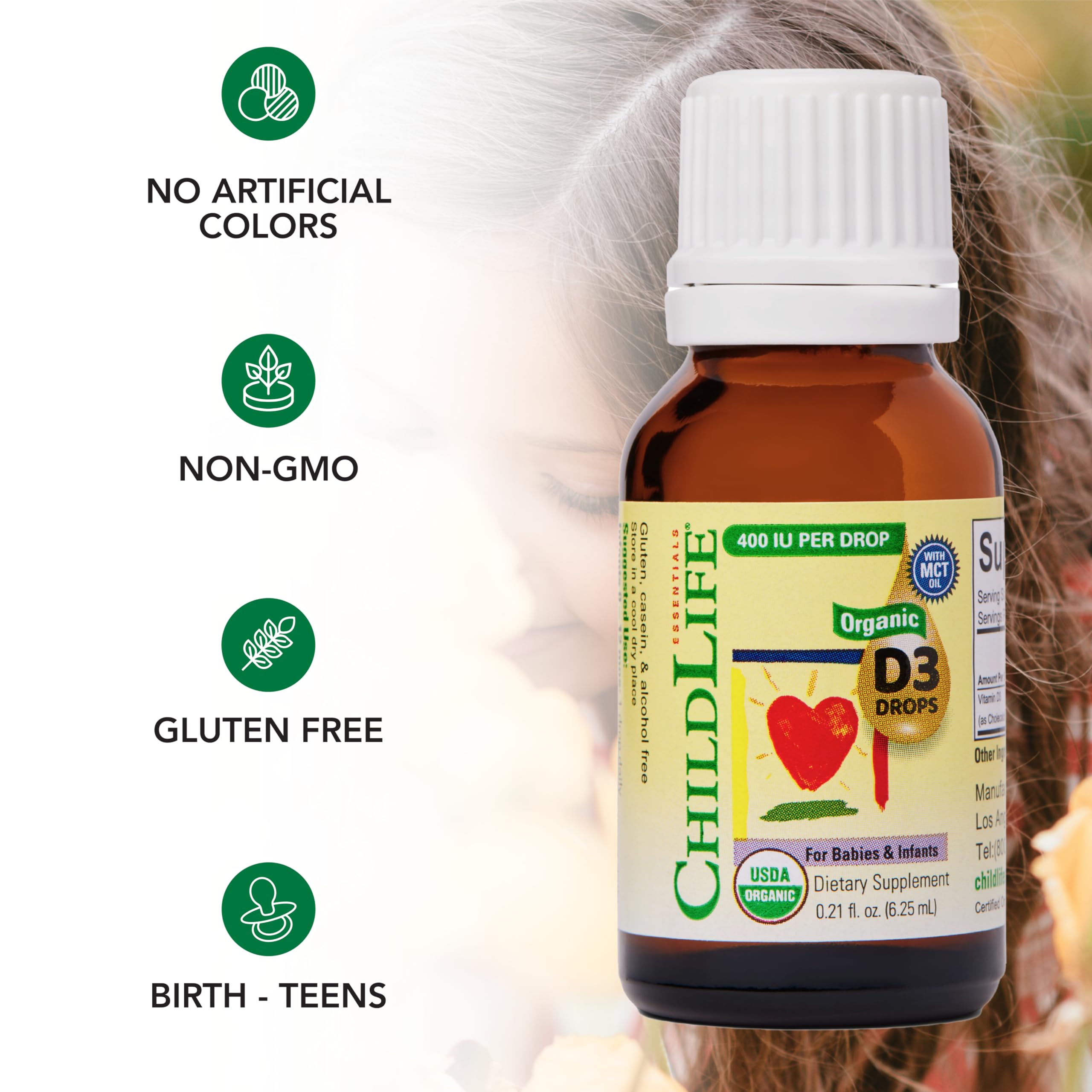 Foto 5 pulgar | Vitamina D3 Childlife Essentials Orgánicas 2 Frascos de 6.25 ml C/U - Venta Internacional