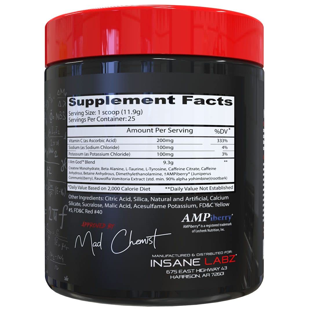 Foto 3 pulgar | Insane Labz I Am God High Stim Para Antes Del Entrenamiento Con Creatina, 25 Dosis - Venta Internacional.