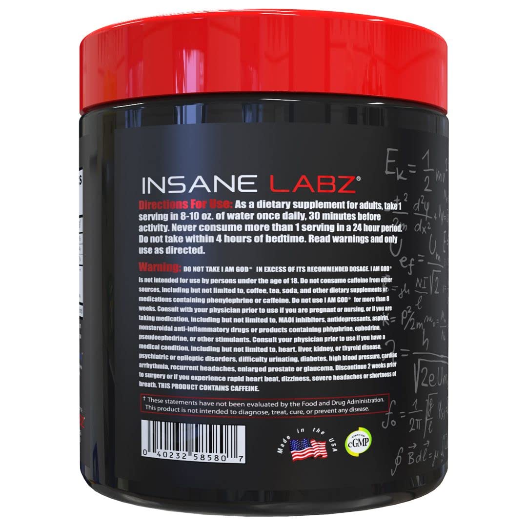 Foto 3 | Insane Labz I Am God High Stim Para Antes Del Entrenamiento Con Creatina, 25 Dosis - Venta Internacional.